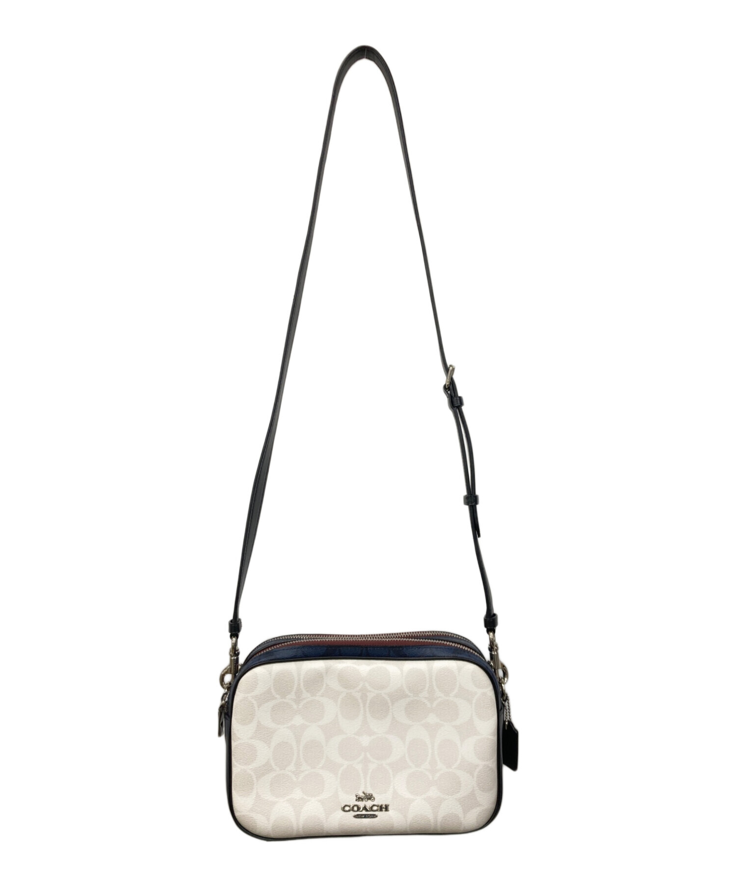 中古・古着通販】COACH (コーチ) ショルダーバッグ ホワイト×ネイビー 