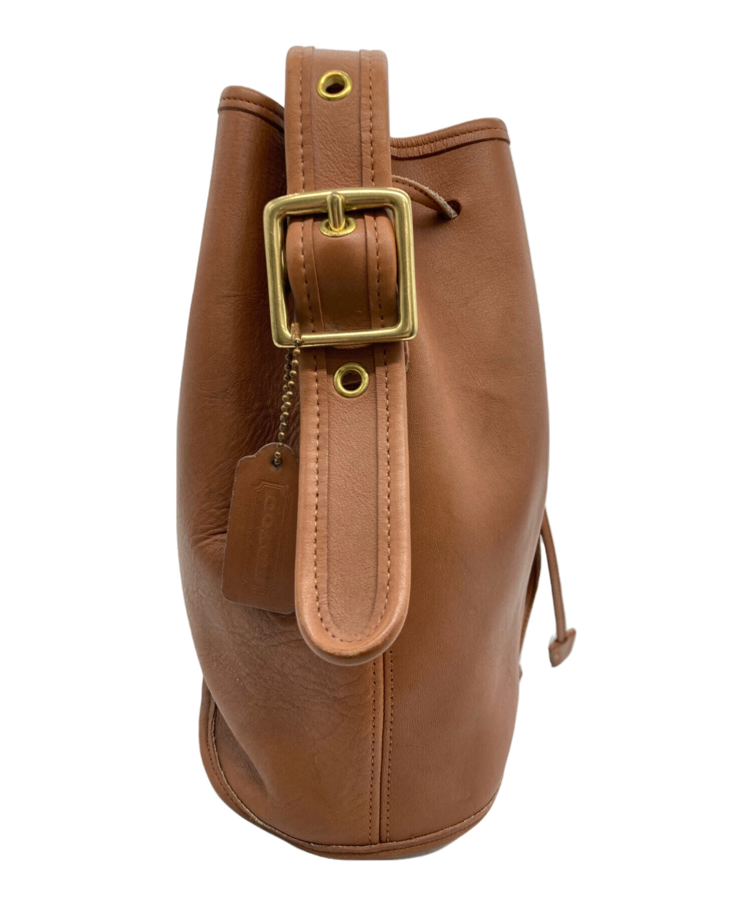 中古・古着通販】COACH (コーチ) レザーショルダーバッグ キャメル 