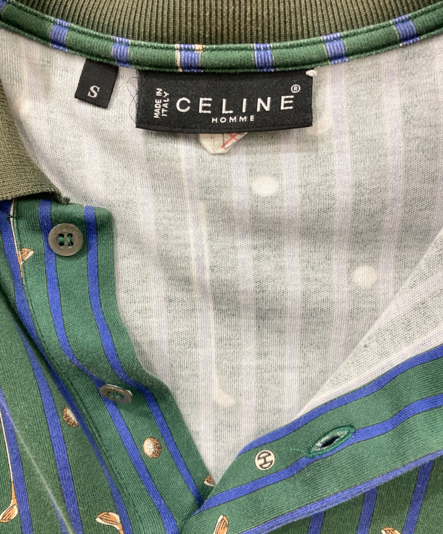 中古・古着通販】CELINE (セリーヌ) 長袖ポロシャツ グリーン サイズ