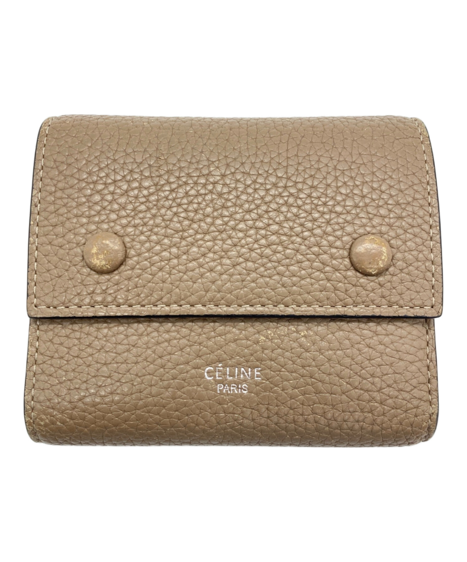中古・古着通販】CELINE (セリーヌ) 3つ折り財布 ベージュ×レッド