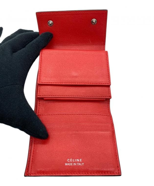 中古・古着通販】CELINE (セリーヌ) 3つ折り財布 ベージュ×レッド