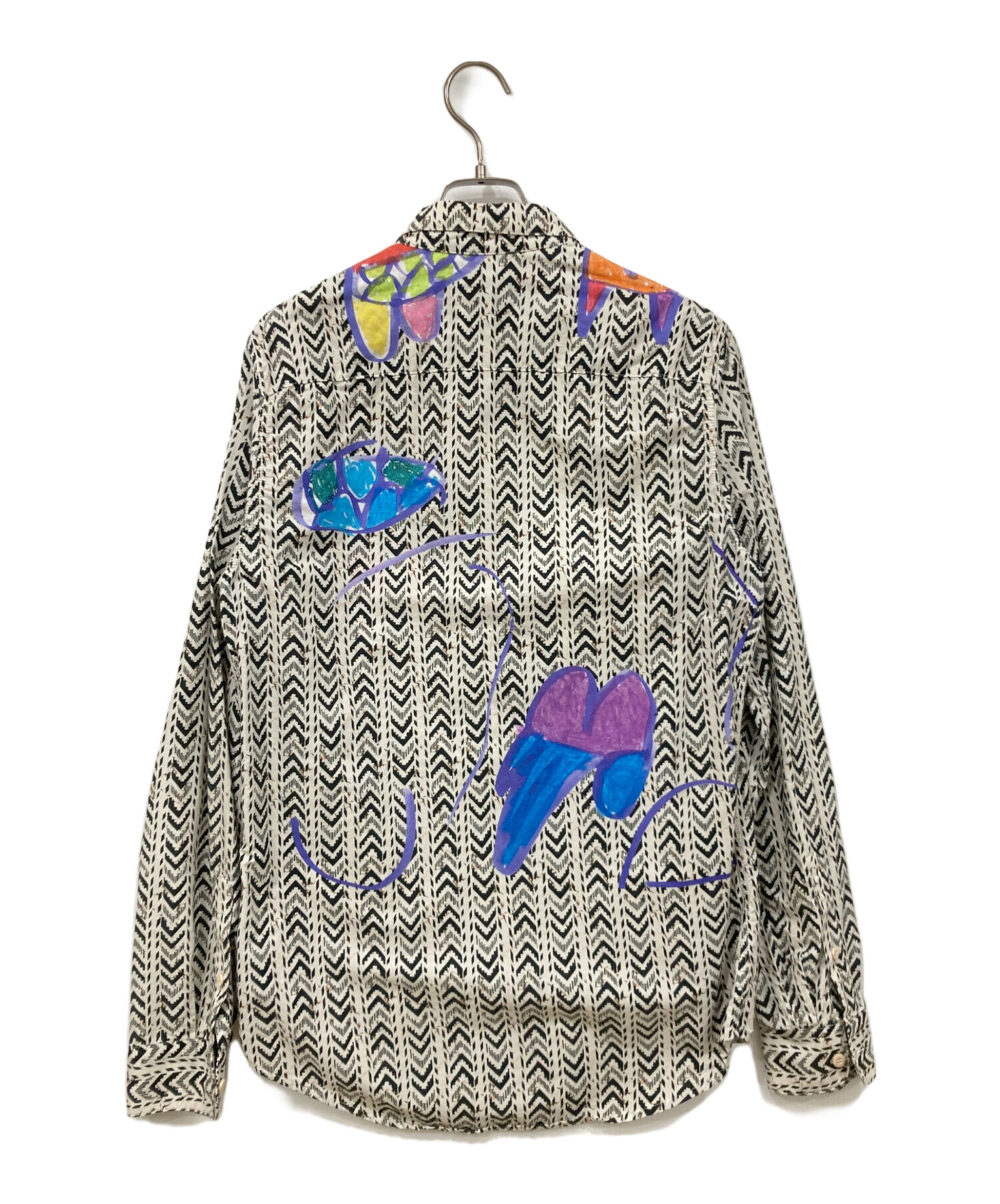中古・古着通販】Desigual (デシグアル) 総柄シャツ ブラック×ホワイト 