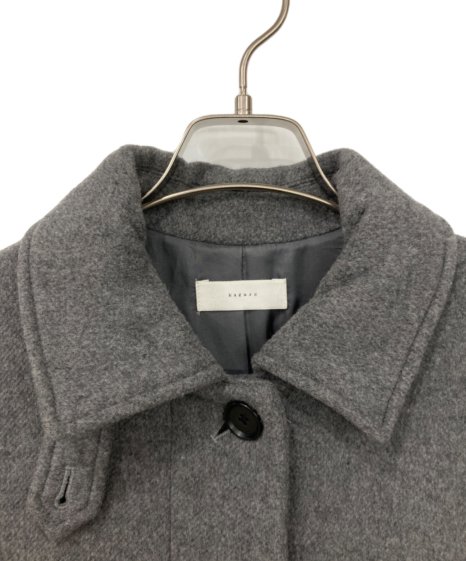 中古・古着通販】KAGURE (カグレ) ウールステンカラーコート グレー