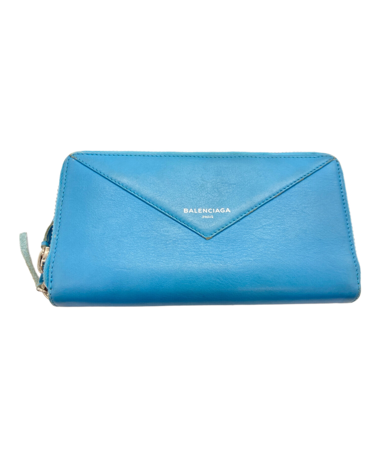 BALENCIAGA ペーパー コンチネンタル ウォレット ラウンドファスナー 長財布 レザー グレー 381226 中古・古着通販BALENCIAGA (バレンシアガ) ペーパーコンチネンタル