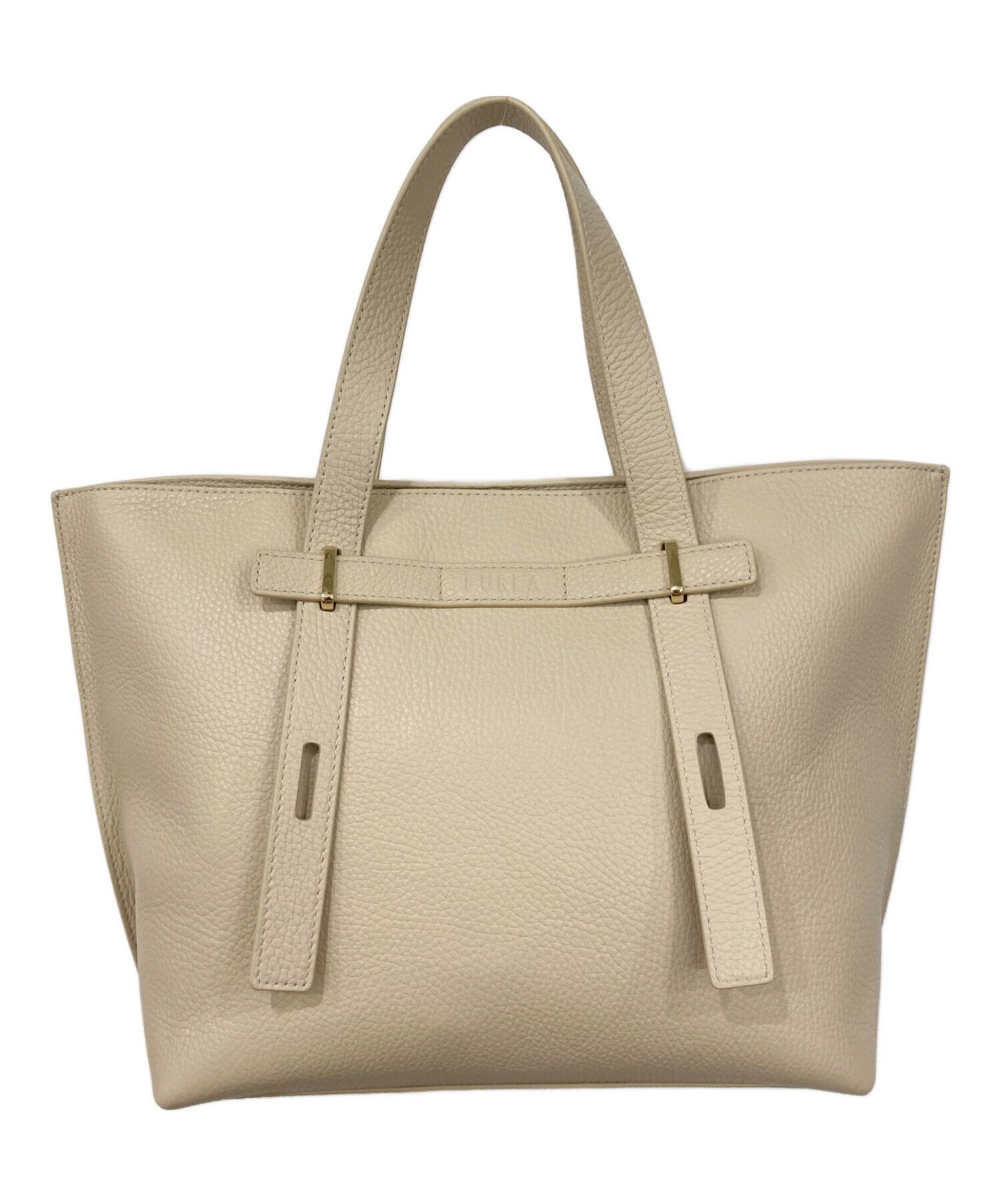 中古・古着通販】FURLA (フルラ) レザーハンドバッグ アイボリー 