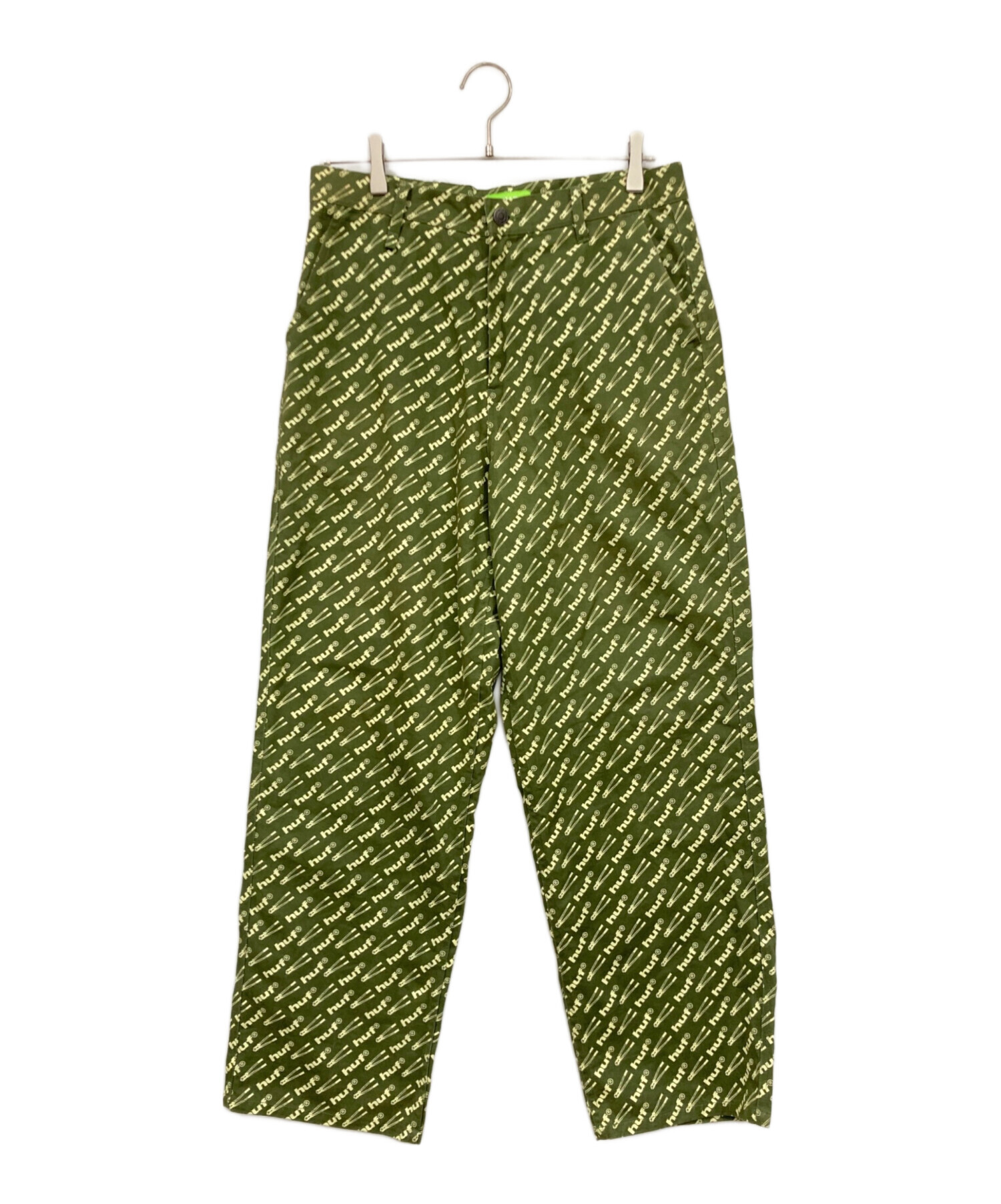 中古・古着通販】HUF (ハフ) 総柄パンツ グリーン×ベージュ