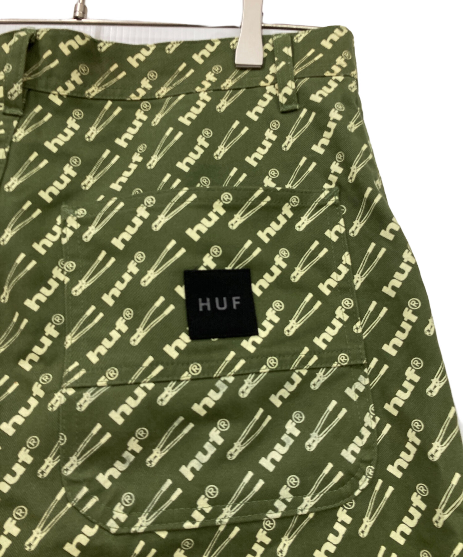 中古・古着通販】HUF (ハフ) 総柄パンツ グリーン×ベージュ サイズ
