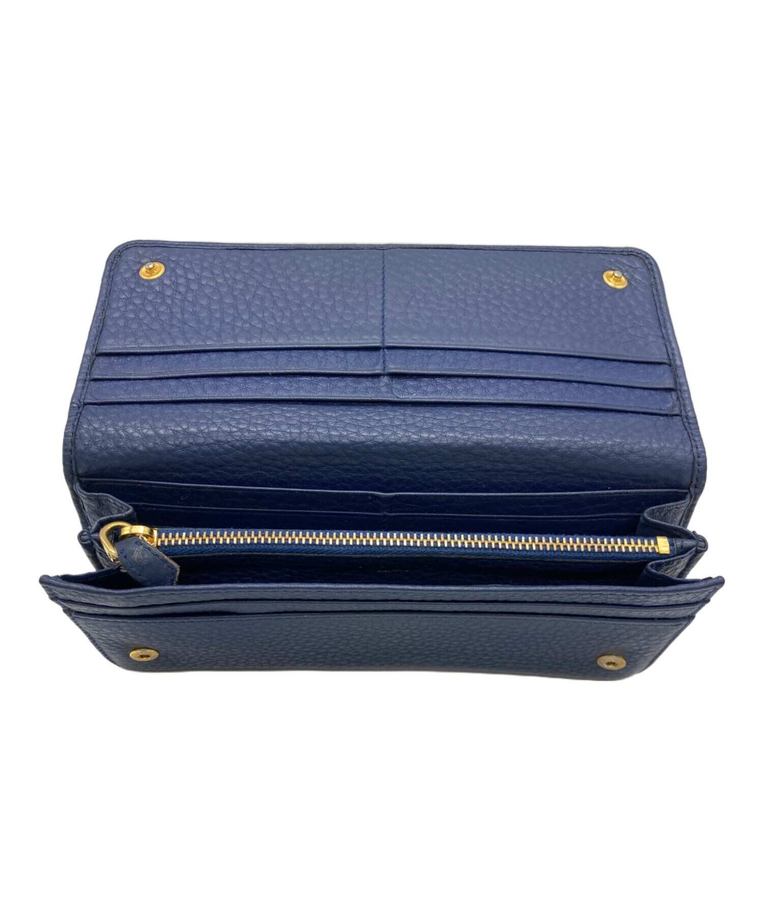 中古・古着通販】PRADA (プラダ) 長財布 ブルー×ゴールド｜ブランド