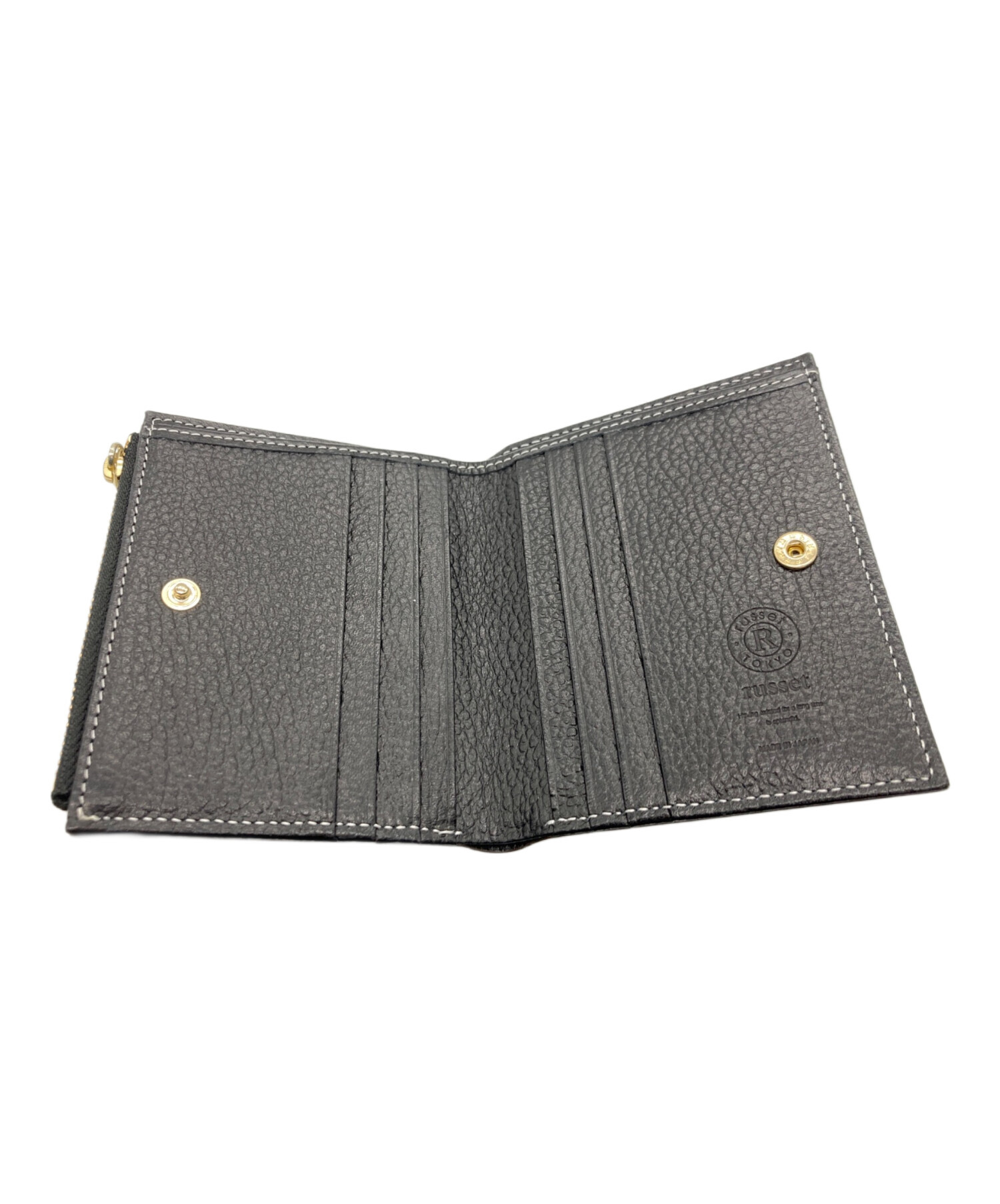 russet ラシット　フローラル 二つ折り財布 中古・古着通販】russet (ラシット) 2つ折り財布 ブラック｜ブランド