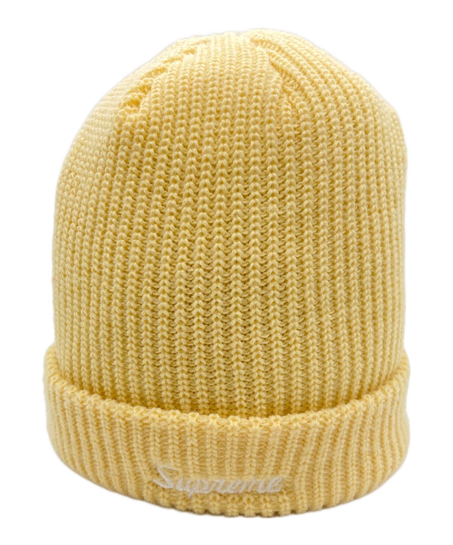 Supreme シュプリーム ニット帽　ビーニー　カシミヤ　イエロー　黄色 中古・古着通販】SUPREME (シュプリーム) ニット帽 イエロー×ホワイト