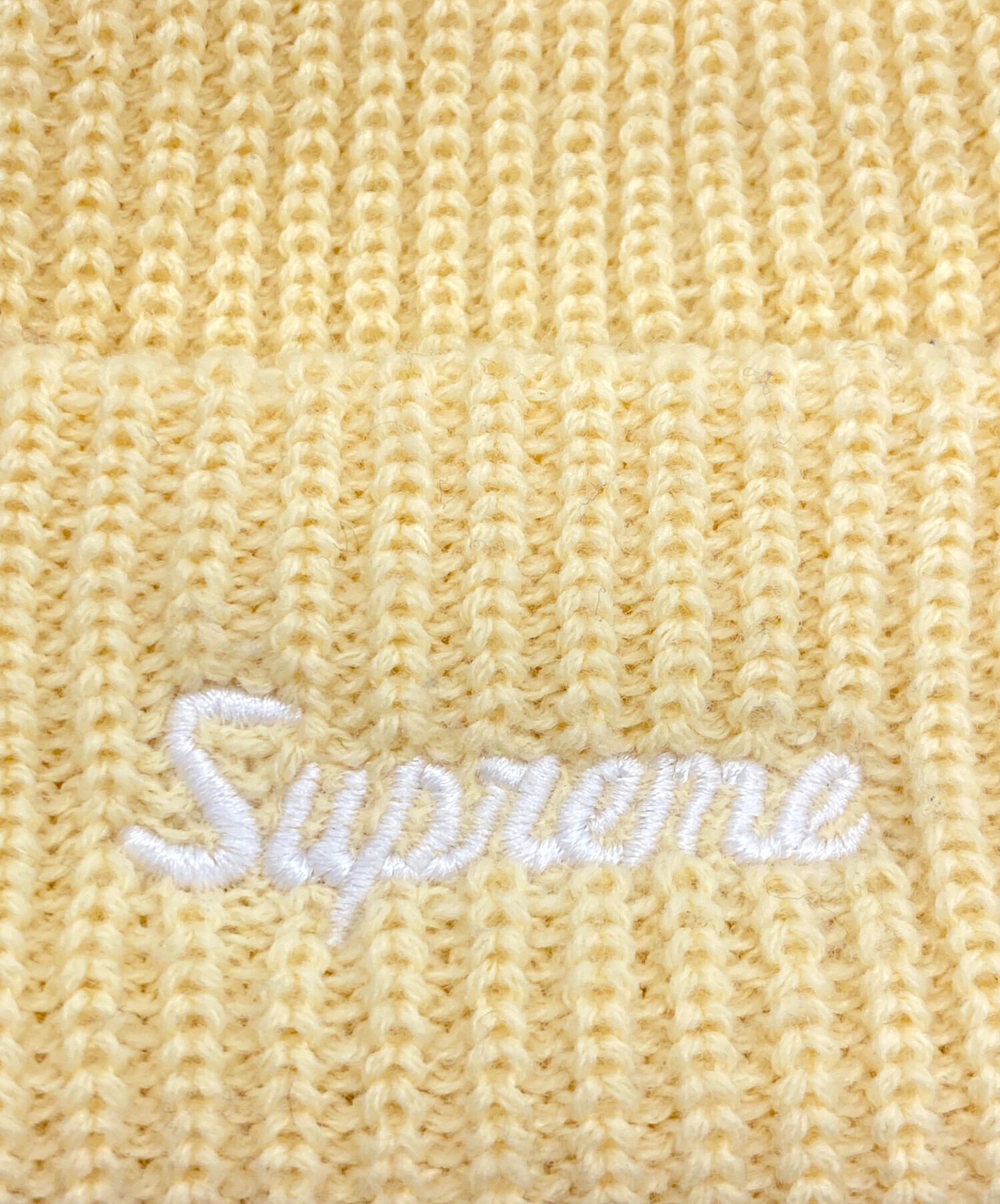 中古・古着通販】SUPREME (シュプリーム) ニット帽 イエロー×ホワイト