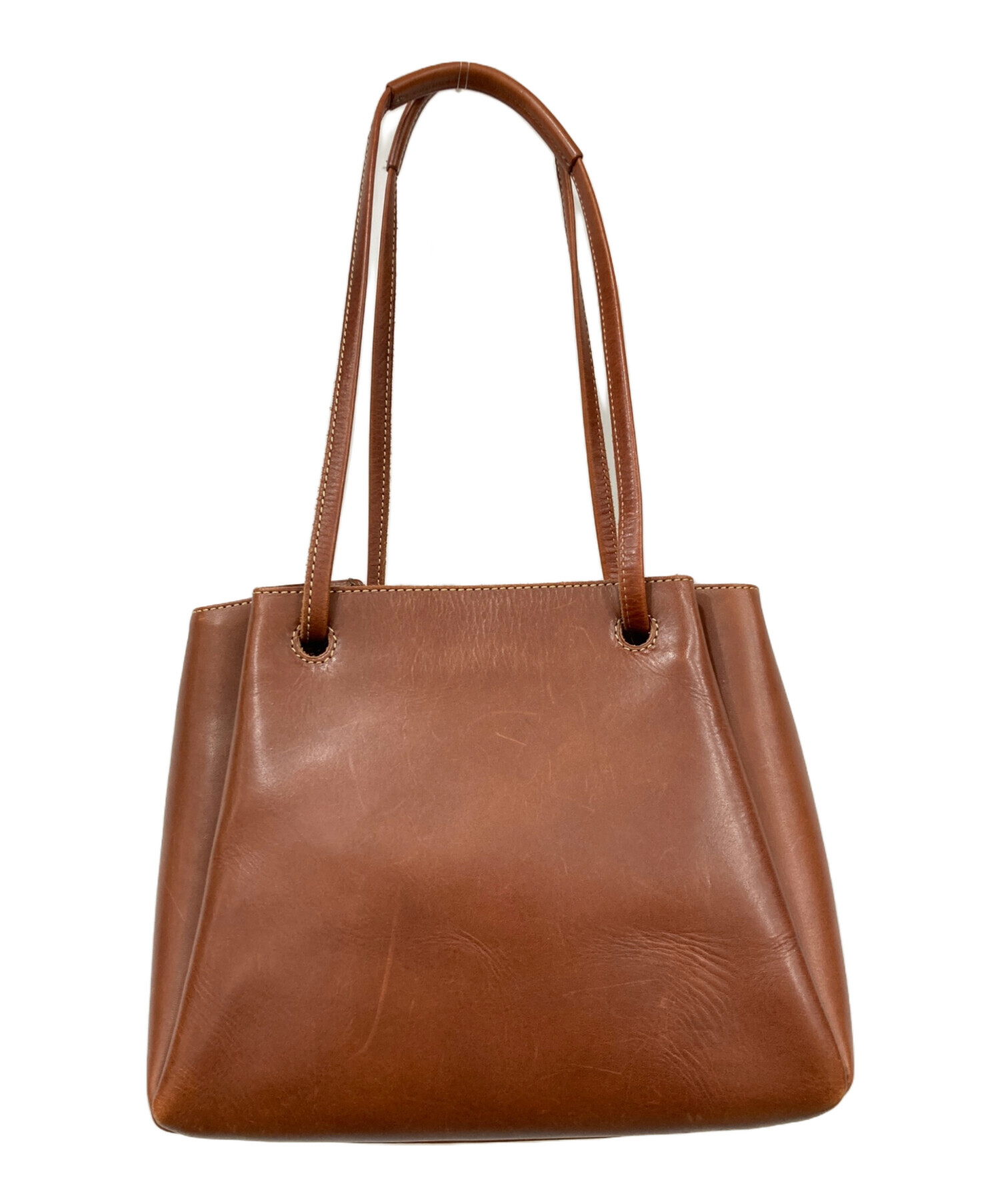 土屋鞄　ブラウン レザー トートバッグ 中古・古着通販】土屋鞄 (ツチヤカバン) ギャザーレザートートバッグ