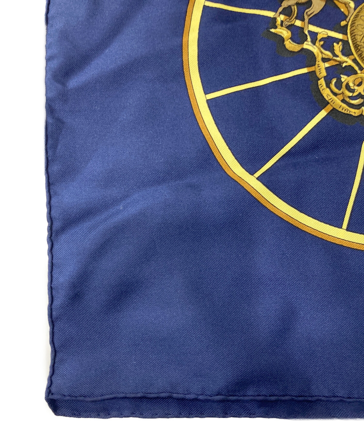 中古・古着通販】HERMES (エルメス) シルクスカーフ ネイビー×ホワイト