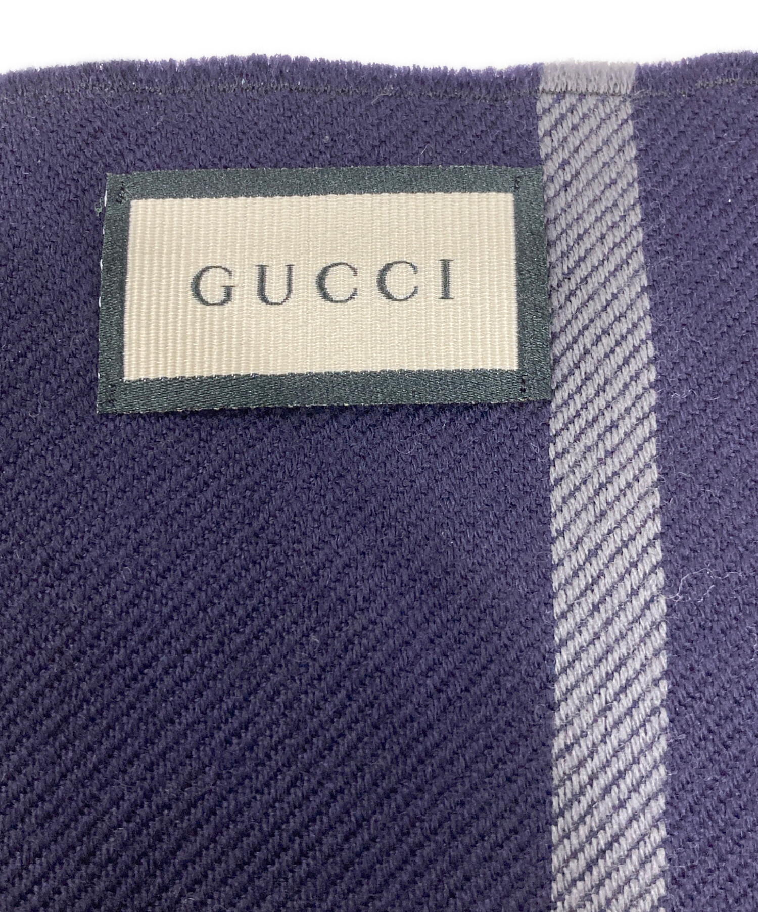 GUCCI グレー ネイビー マフラー 中古・古着通販】GUCCI (グッチ) マフラー ネイビー×グレー｜ブランド