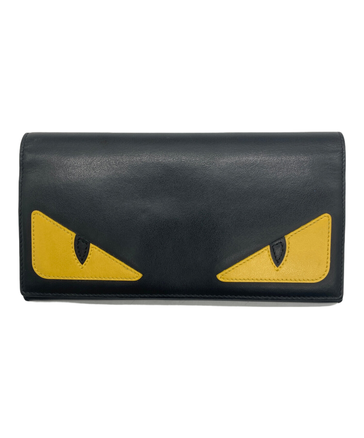 FENDI 二つ折り財布 イエローブラック 中古・古着通販】FENDI (フェンディ) 長財布 ブラック×イエロー