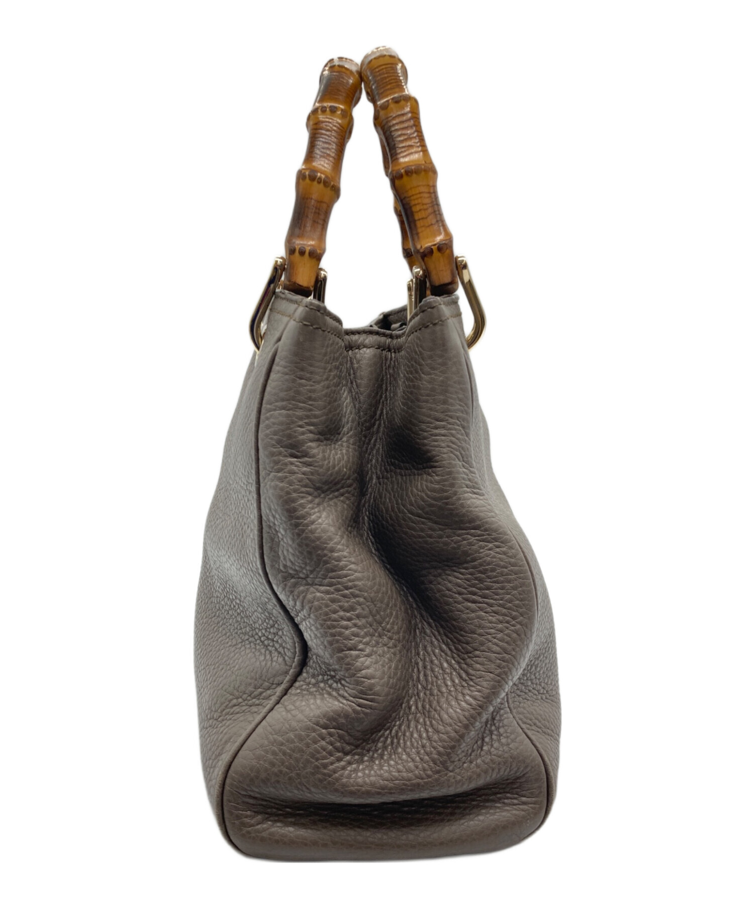 Gucci(グッチ)グレー レザー ハンドバッグ バンブー 中古・古着通販】GUCCI (グッチ) バンブーショッパーハンドバッグ