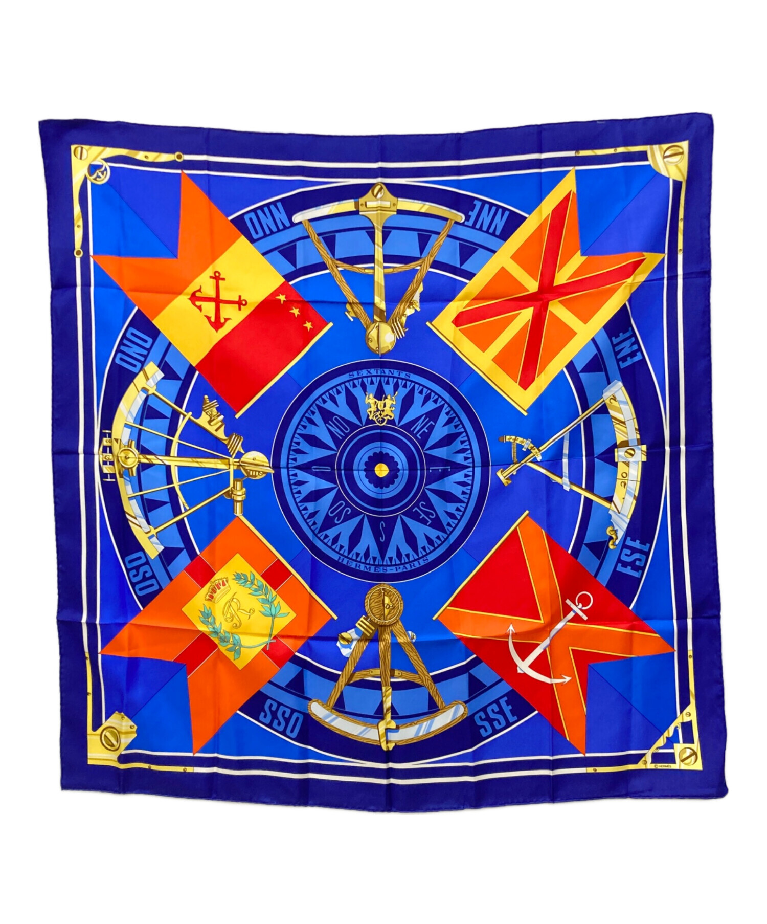 HERMÈS 　シルクスカーフ　 青・赤 中古・古着通販】HERMES (エルメス) シルクスカーフ ブルー｜ブランド