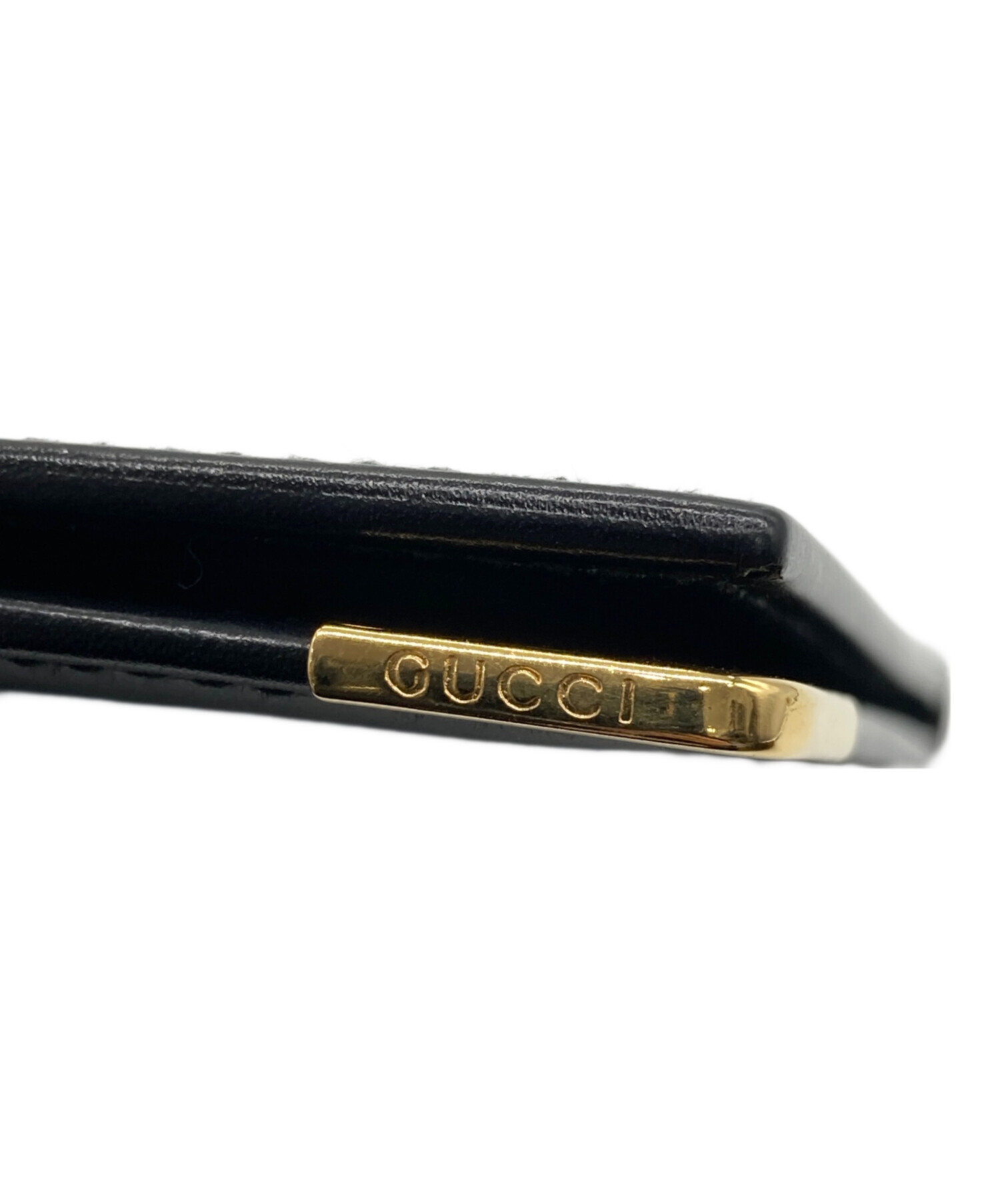 中古・古着通販】GUCCI (グッチ) 2つ折り札入れ ブラック×ゴールド