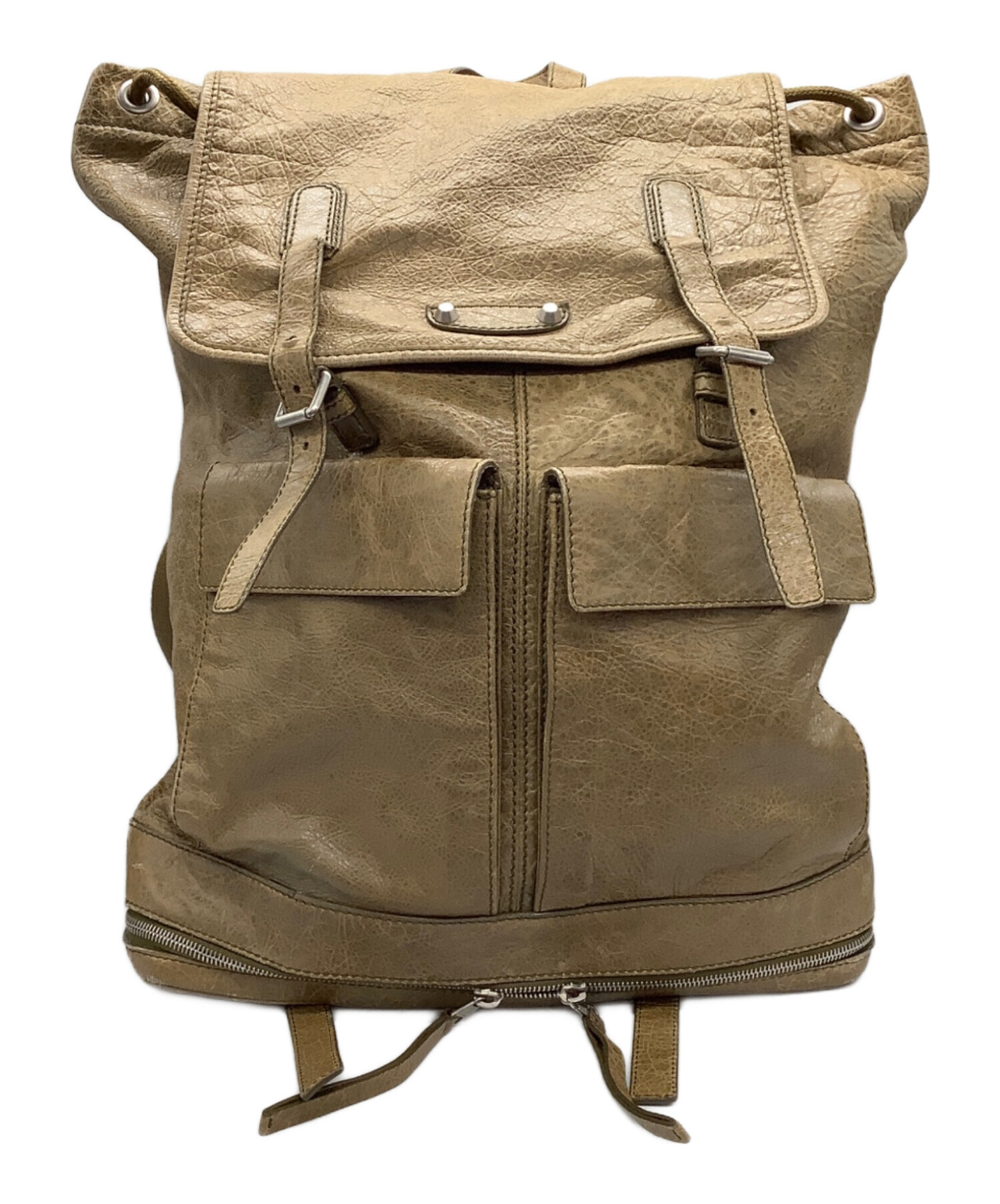 中古・古着通販】BALENCIAGA (バレンシアガ) レザーリュック ベージュ 