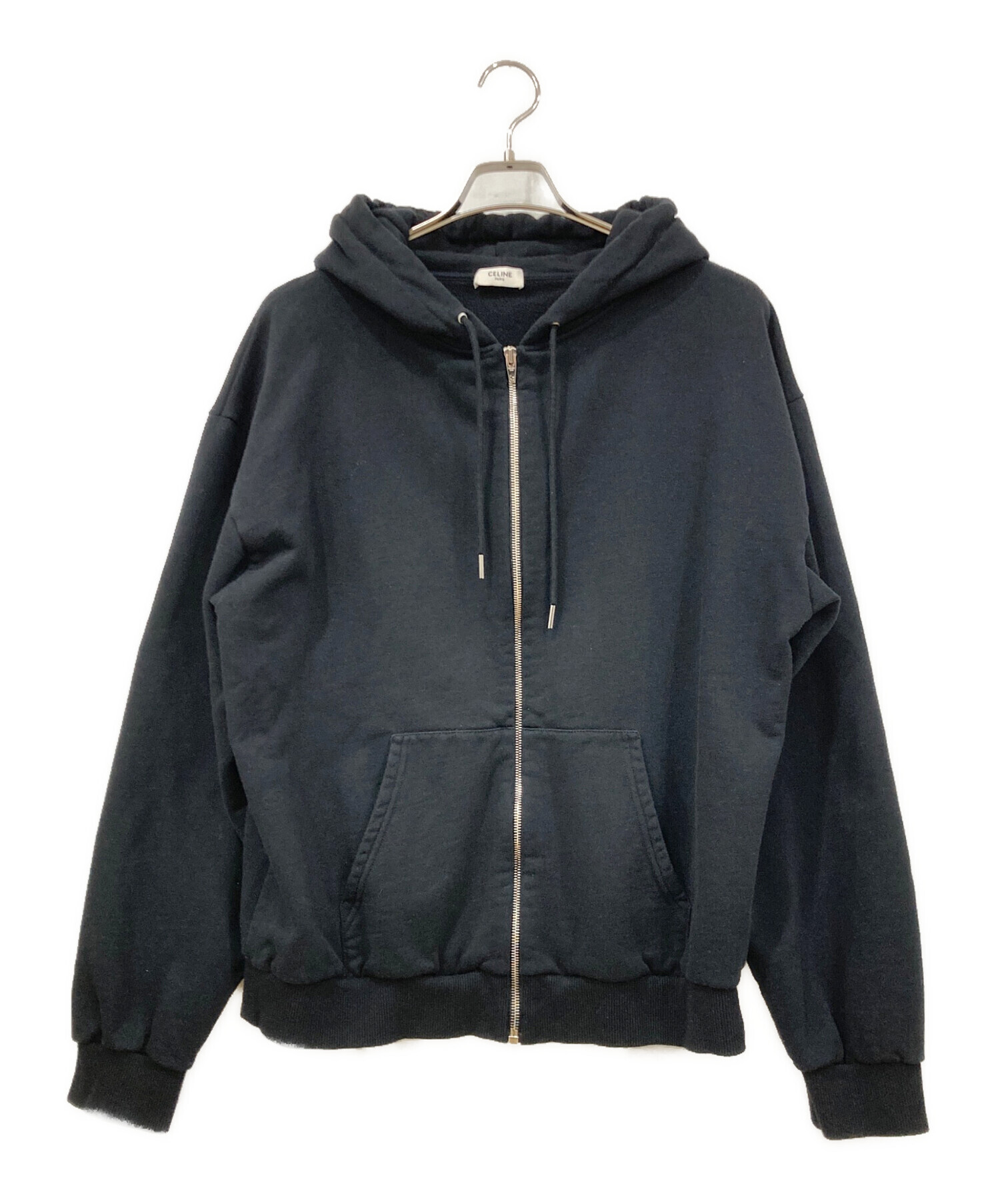 美品.CELINE ブラック ジップアップパーカー Lサイズ CELINE - 美品 セリーヌ CELINE パーカー フーディー ジップアップ