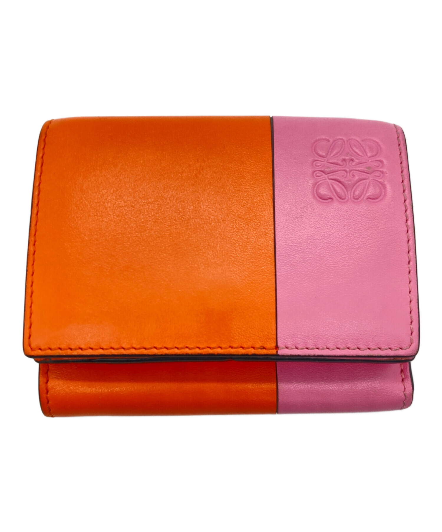 LOEWE オレンジレザー 三つ折り財布 中古・古着通販】LOEWE (ロエベ) トライフォールドウォレット ピンク