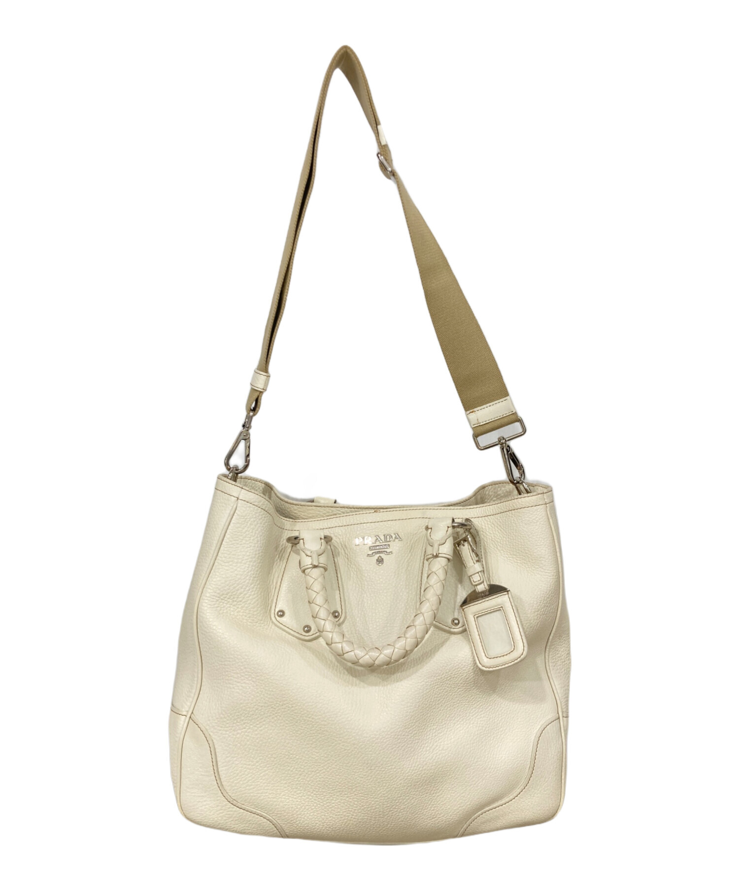 プラダ    2wayバック 中古・古着通販】PRADA (プラダ) 2WAYトートバッグ アイボリー