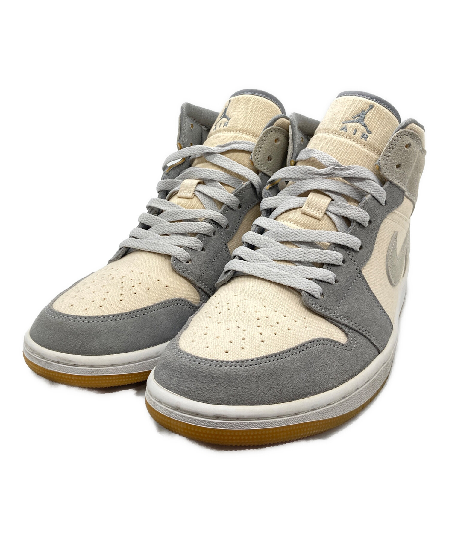 中古・古着通販】NIKE (ナイキ) Air Jordan 1 Mid SE グレー×ベージュ 