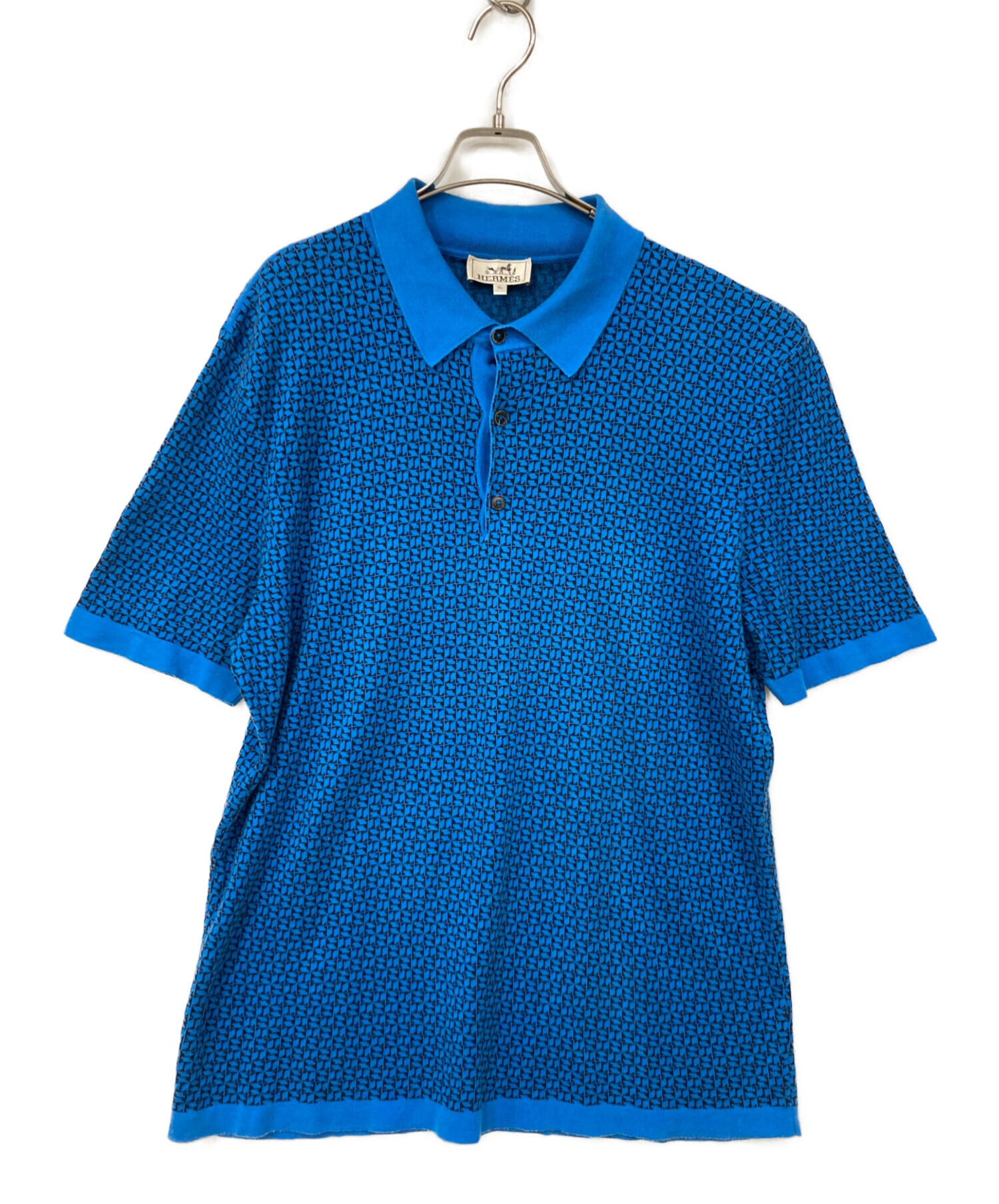 HERMES エルメス 80s ポロシャツ 古着 中古・古着通販】HERMES (エルメス) ポロシャツ ブルー×ブラック