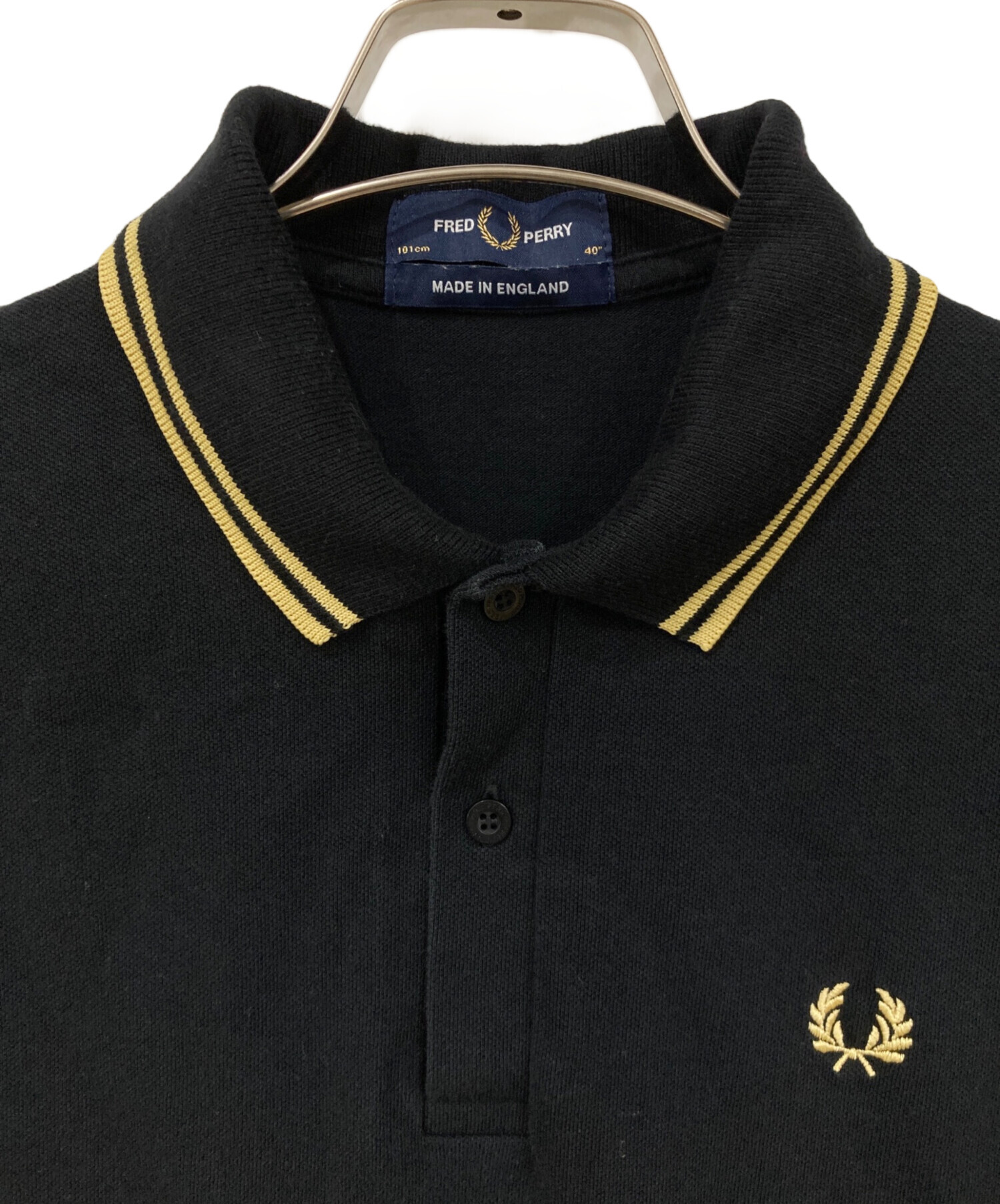 美品　Fred Perry ポロシャツ M9185 40 L ブラック×ゴールド 中古・古着通販】FRED PERRY (フレッドペリー) ポロシャツ ブラック