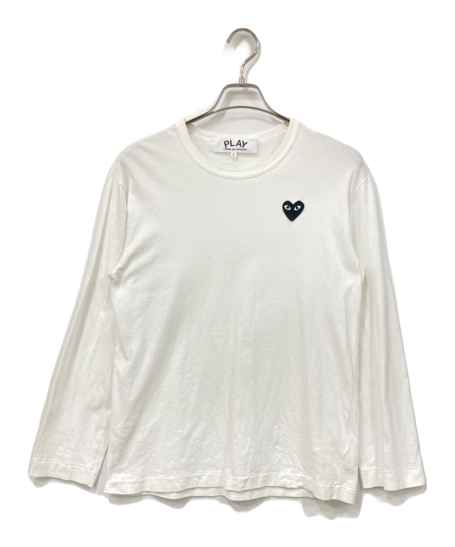 COMME des GARÇONS PLAY 長袖カットソー ホワイト 中古・古着通販】PLAY COMME des GARCONS (プレイコムデギャルソン