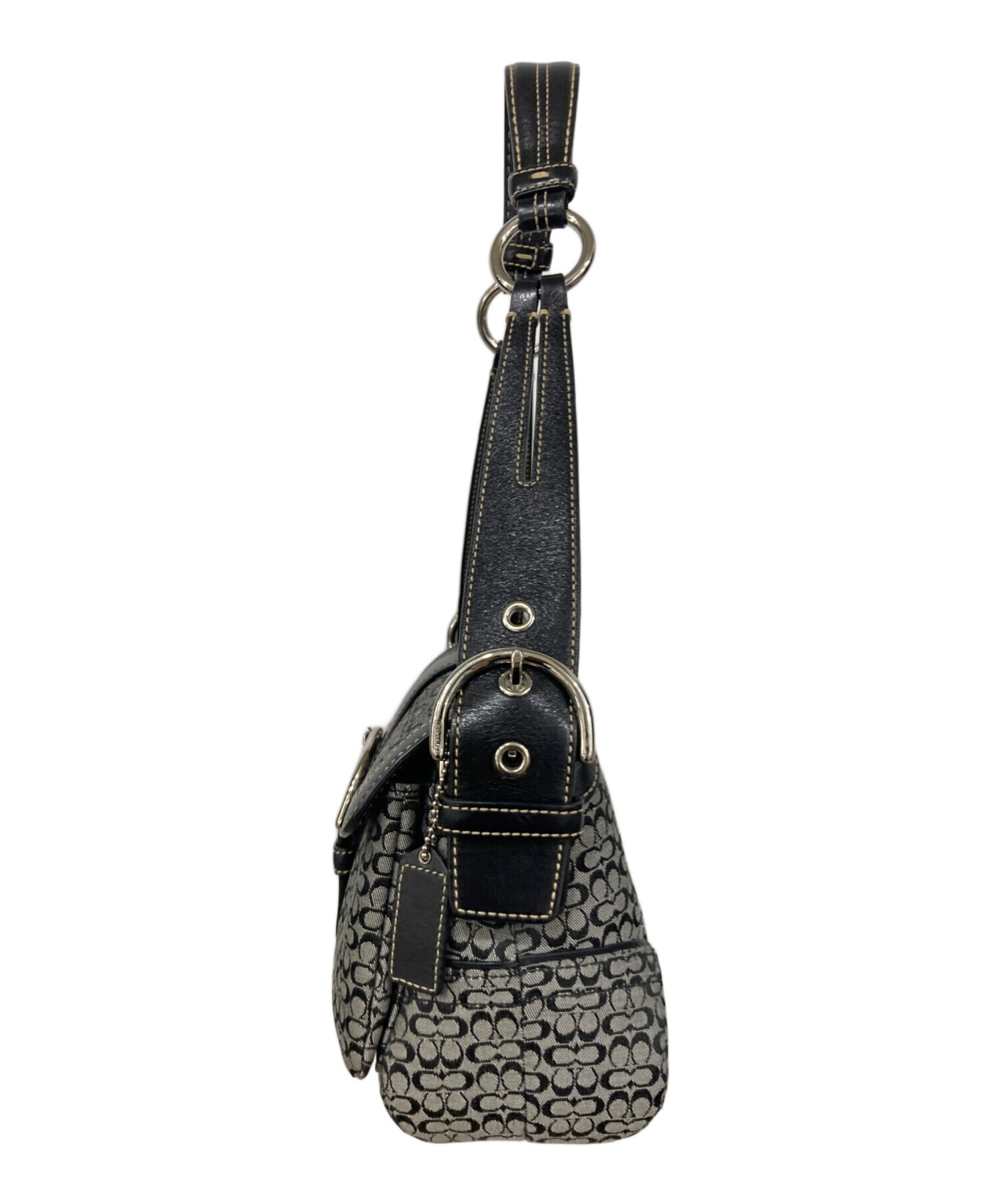 中古・古着通販】COACH (コーチ) ハンドバッグ ブラック×グレー