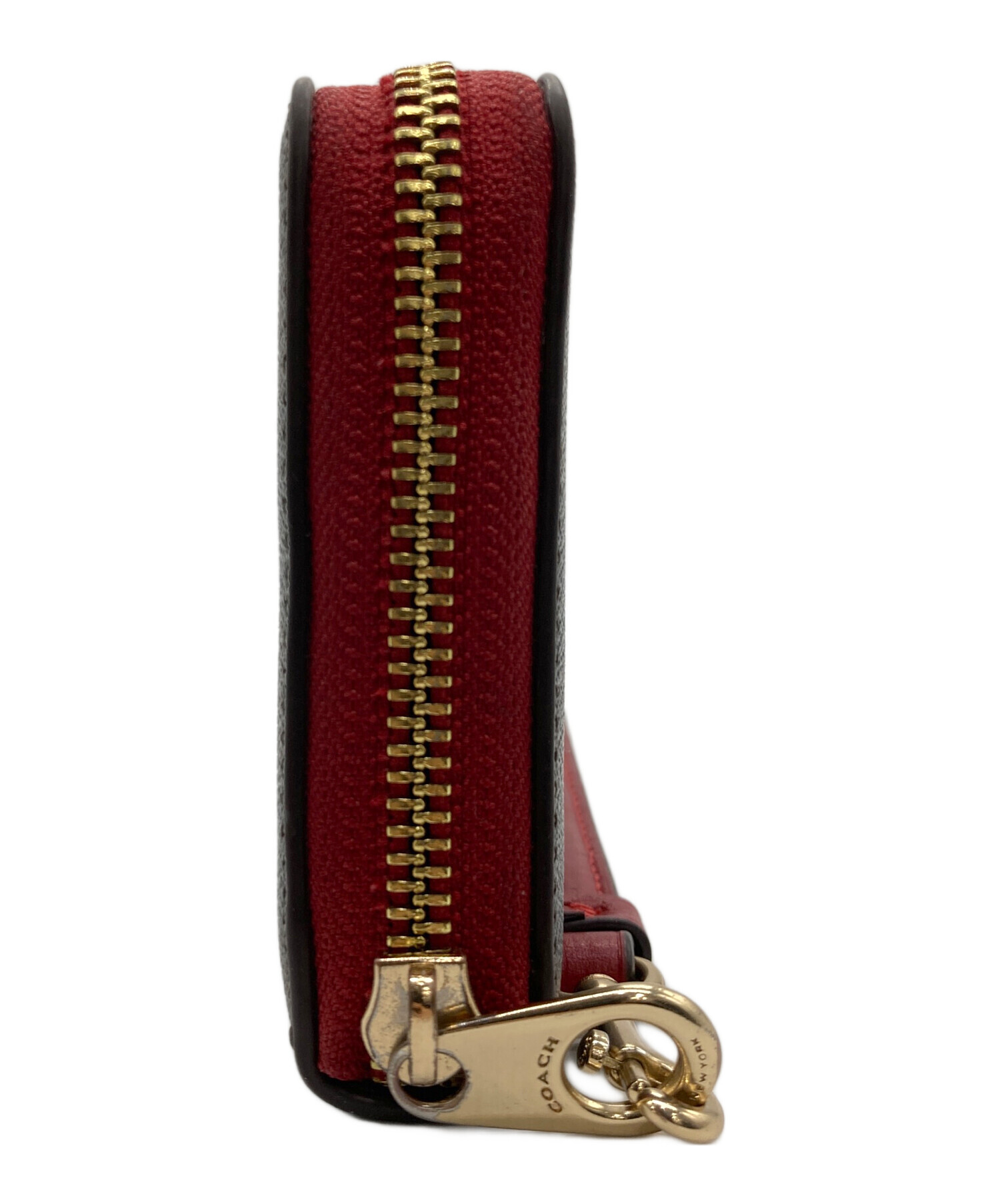 中古・古着通販】COACH (コーチ) 長財布/シグネチャー ブラウン×レッド