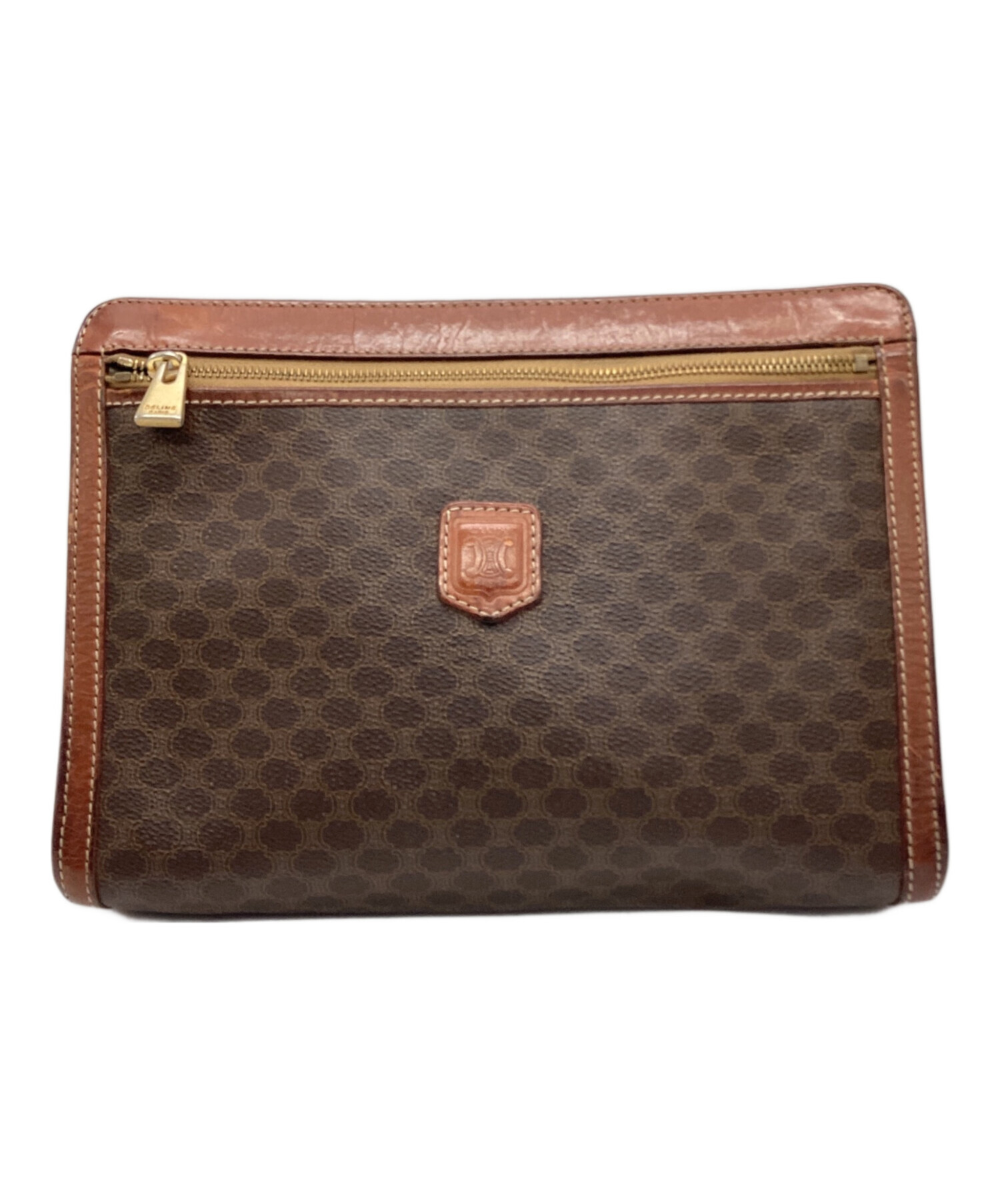 CELINE ブラウン ドットパターン クラッチバッグ 中古・古着通販】CELINE (セリーヌ) クラッチバッグ ブラウン