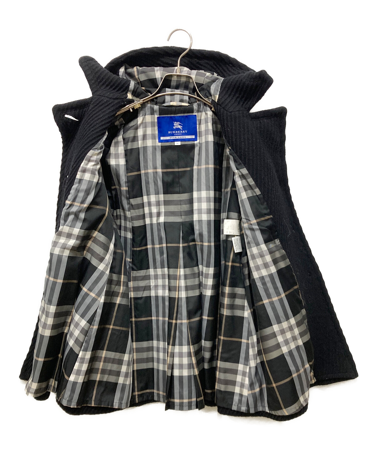 希少 バーバリーロンドン ブルーレーベル フーデッドコート ノバチェック 38 中古・古着通販】BURBERRY BLUE LABEL (バーバリー ブルー レーベル