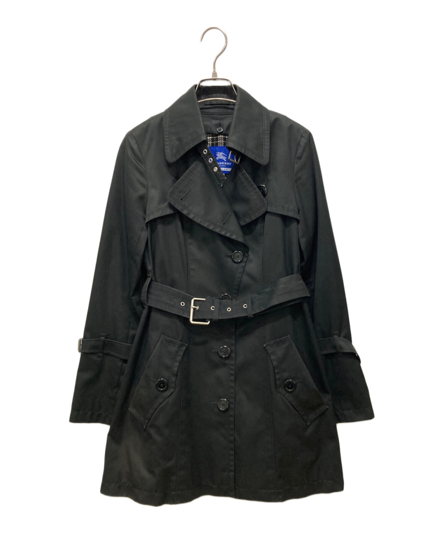 BURBERRY BLUE LABEL トレンチコート　ブラック 38 美品 中古・古着通販】BURBERRY BLUE LABEL (バーバリー ブルー レーベル