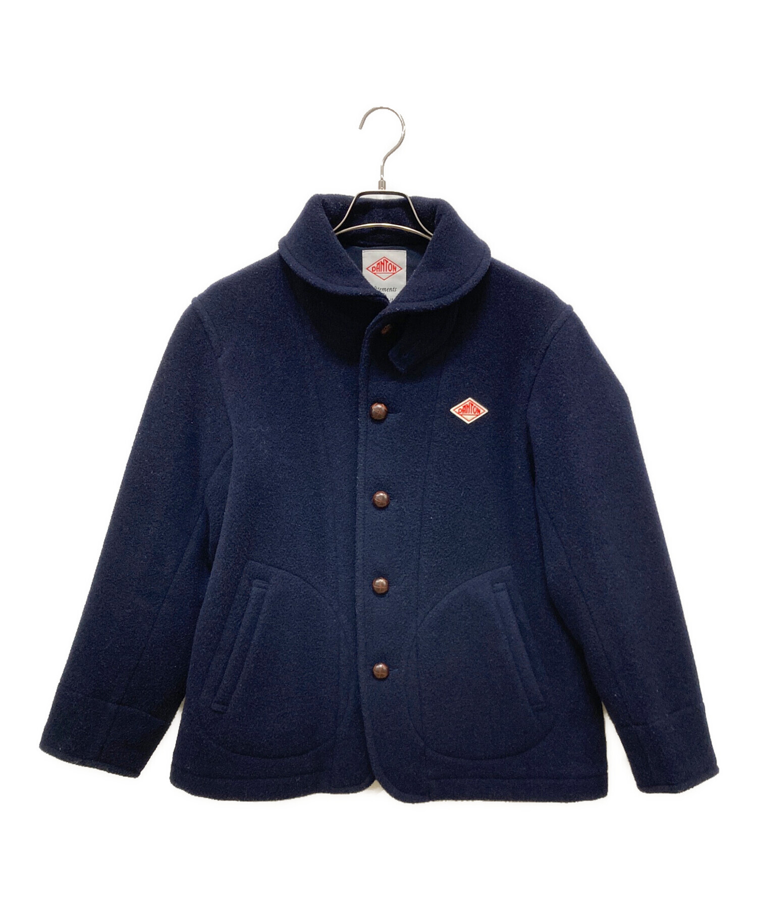 【31】 DANTON ウール ラウンドカラージャケット 38 ネイビー 中古・古着通販】DANTON (ダントン) ウールパイルラウンドカラー