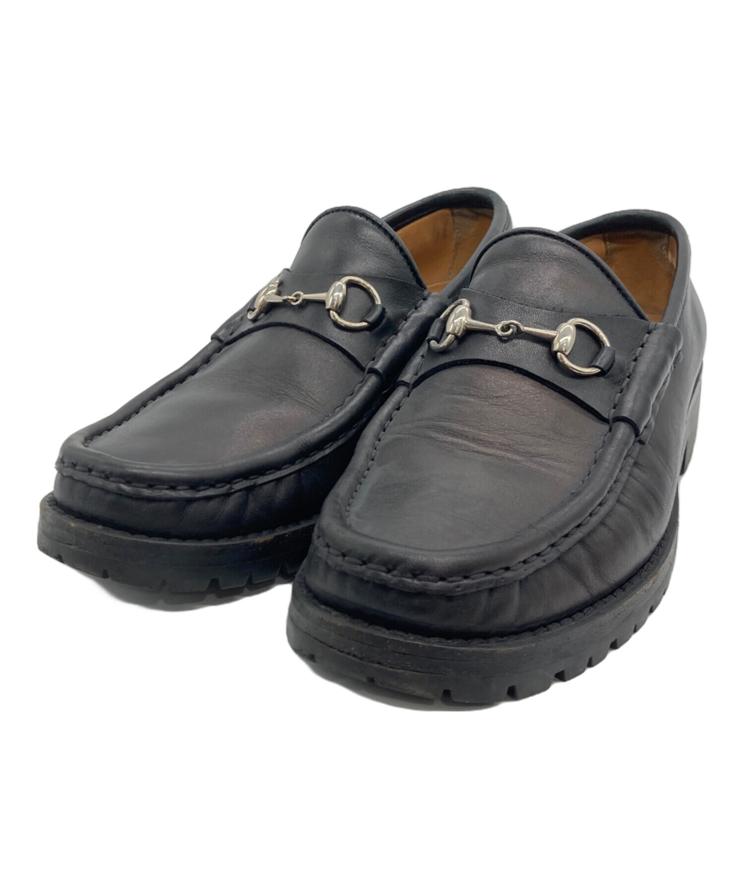 中古・古着通販】GUCCI (グッチ) ホースビットローファー ブラック