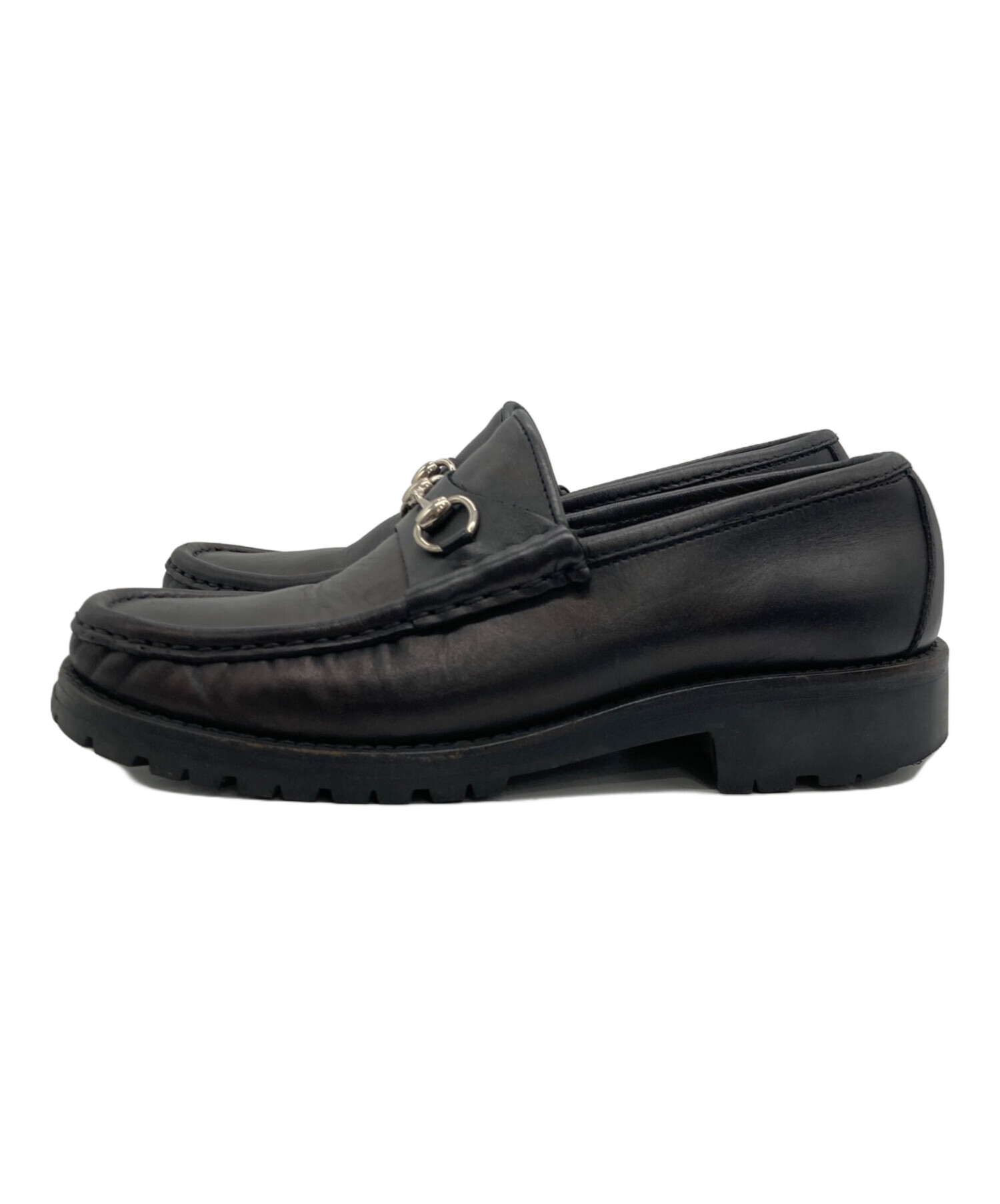 中古・古着通販】GUCCI (グッチ) ホースビットローファー ブラック