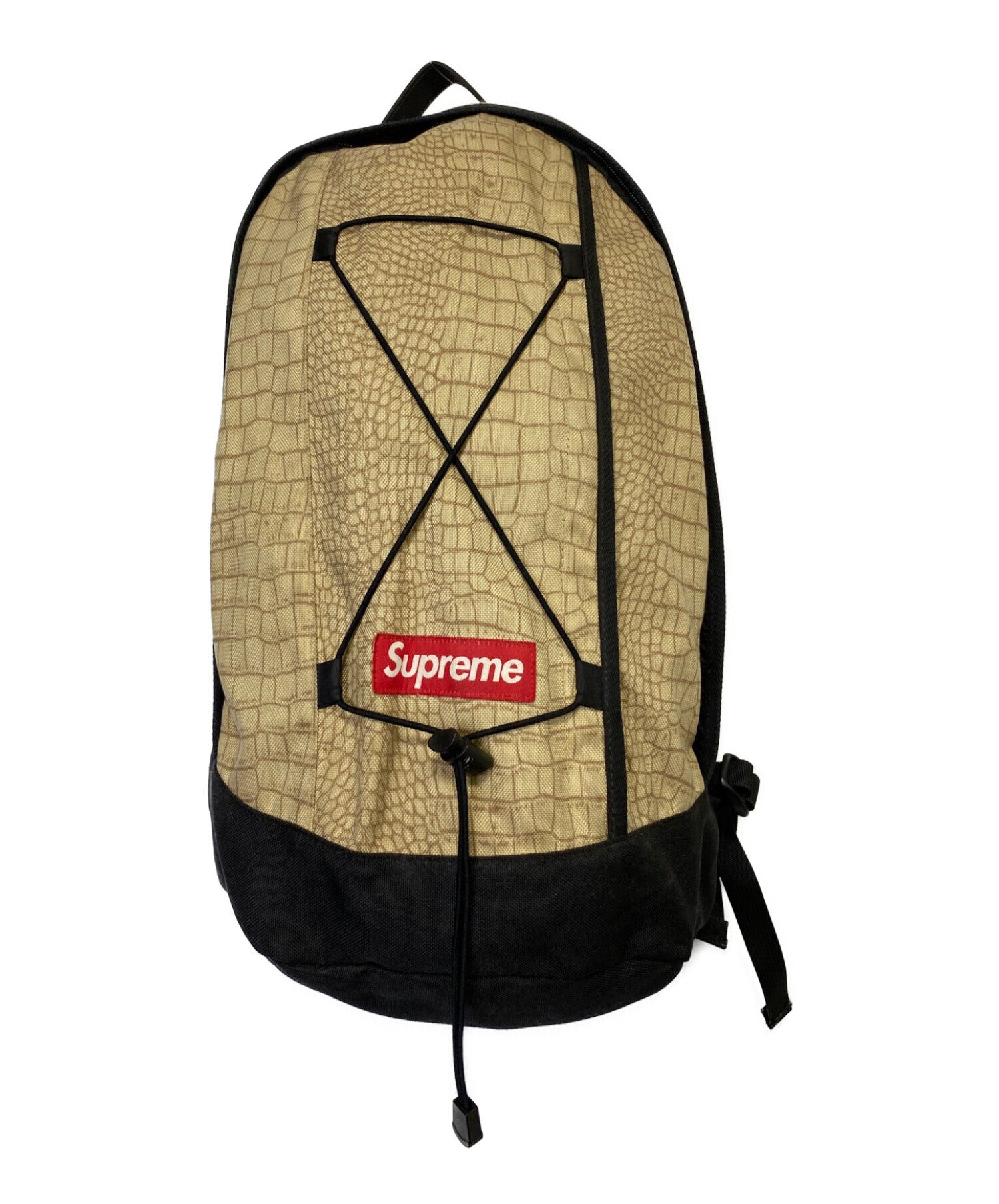 Supreme シュプリーム リュック クロコ柄 ベージュ×ブラック 中古・古着通販】SUPREME (シュプリーム) Croc Backpack ベージュ