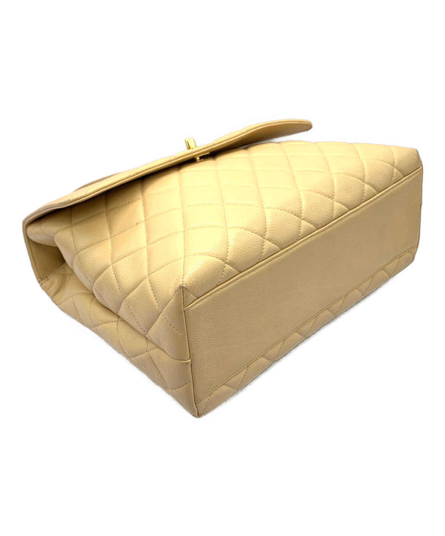 CHANELベージュ ハンドバッグ 格子模様 CHANELベージュ ハンドバッグ 格子模様