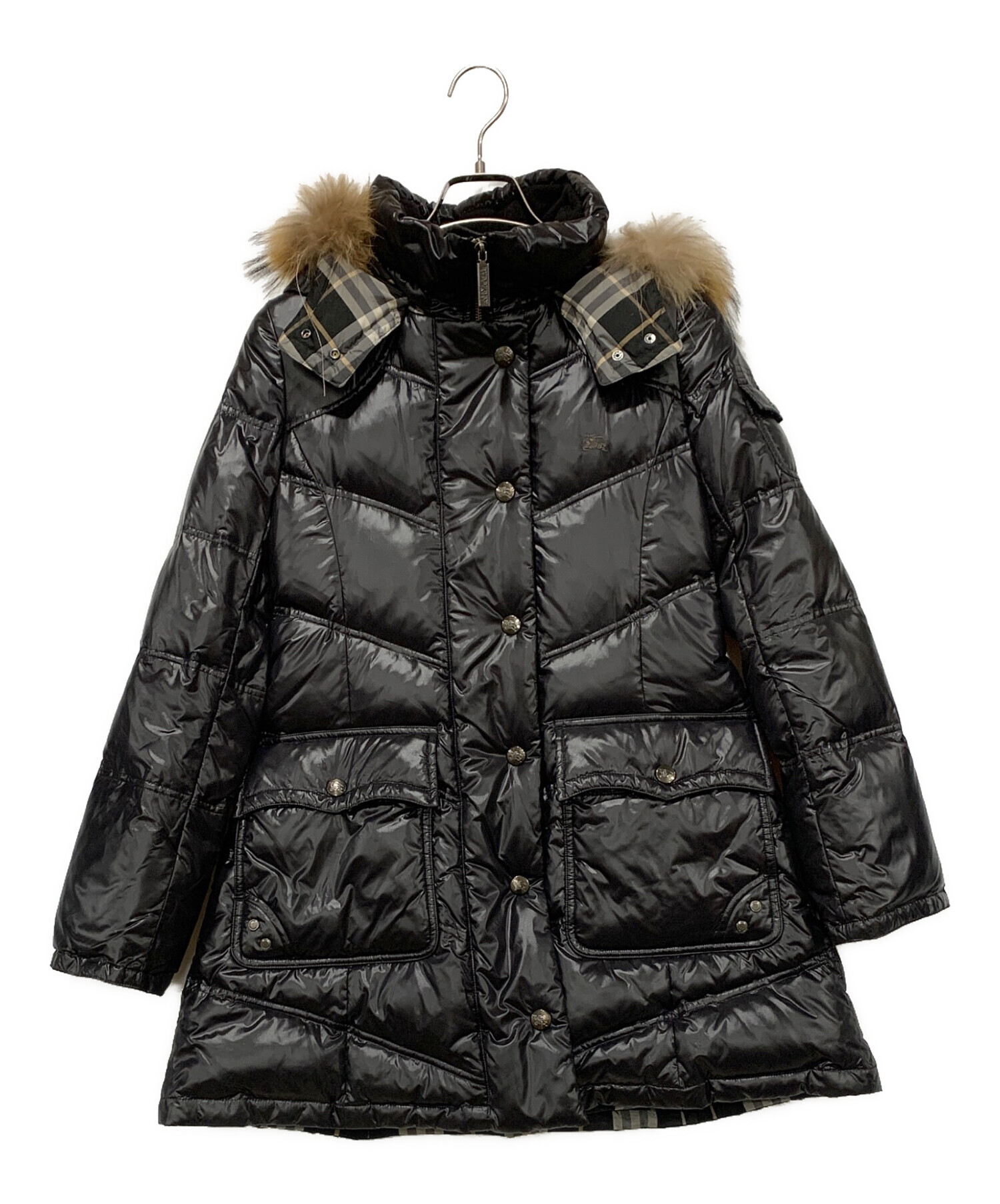 Burberry ロンドン ブルーレーベル コート　フード　ラクーンファー Burberry ロンドン ブルーレーベル コート フード ラクーンファー