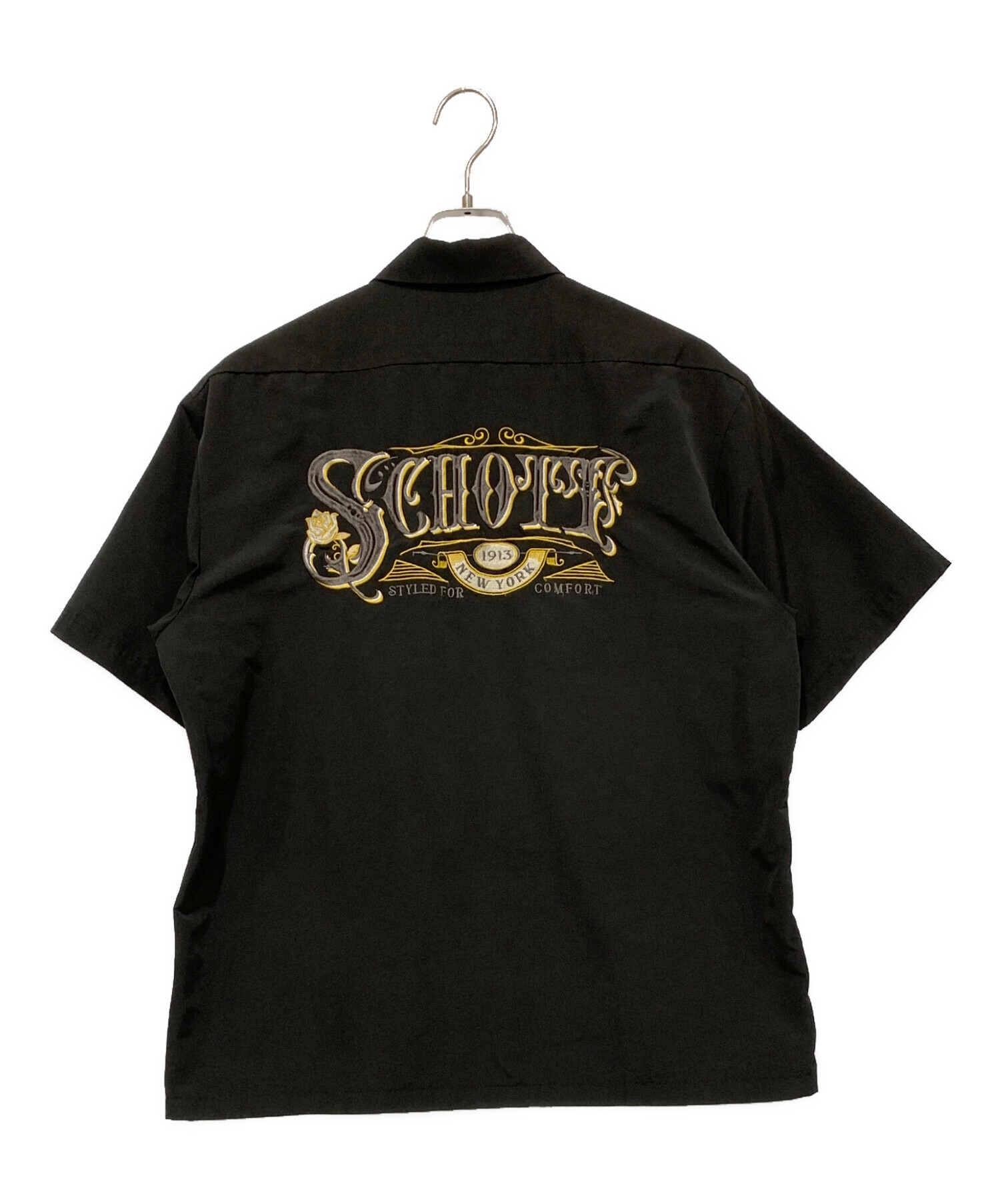 中古・古着通販】Schott (ショット) 刺繍開襟シャツ ブラック サイズ 