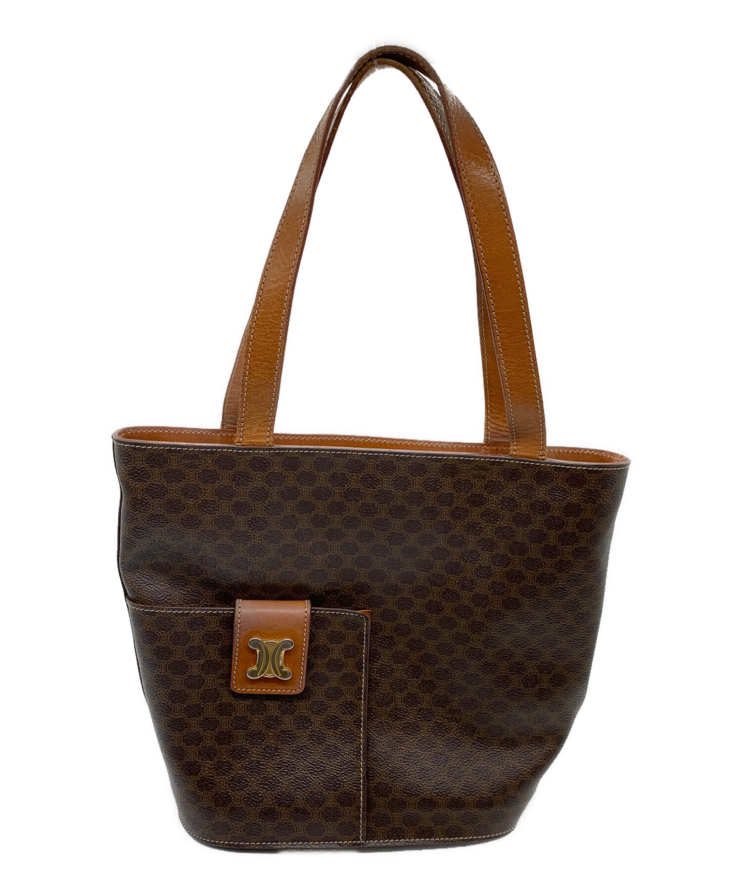 セリーヌ　CELINE トートバッグ　バケツ型　マカダム　中古 中古・古着通販】CELINE (セリーヌ) マカダム/トートバッグ ブラウン
