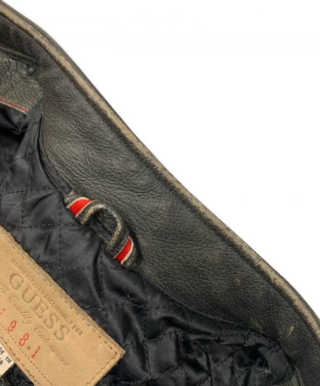 中古・古着通販】GUESS (ゲス) シングルライダースジャケット ブラック
