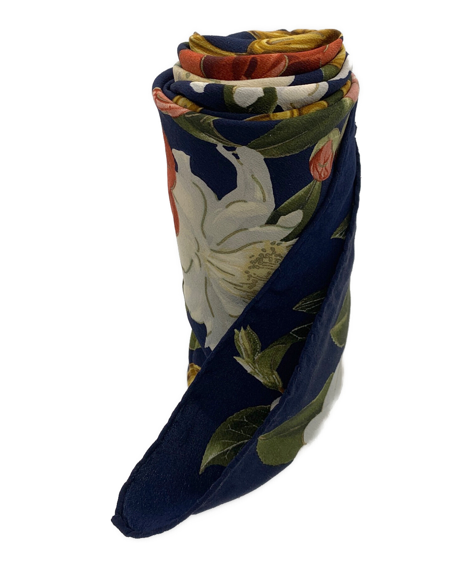 中古・古着通販】CHANEL (シャネル) スカーフ 花柄 ネイビー｜ブランド