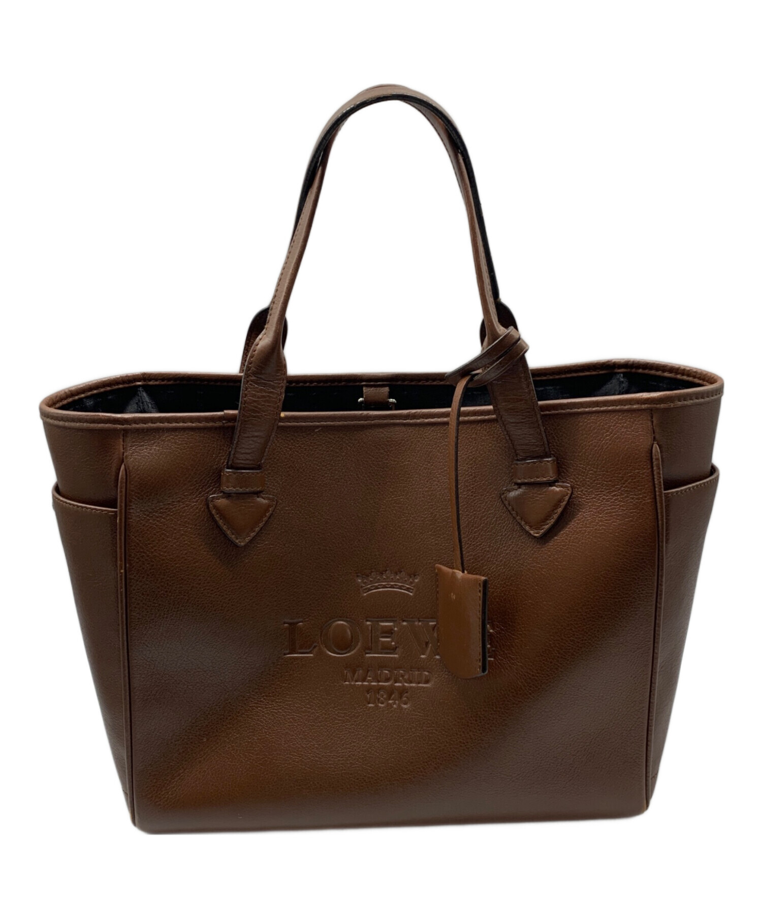 LOEWE ヘリテージブラウンレザートートバッグ