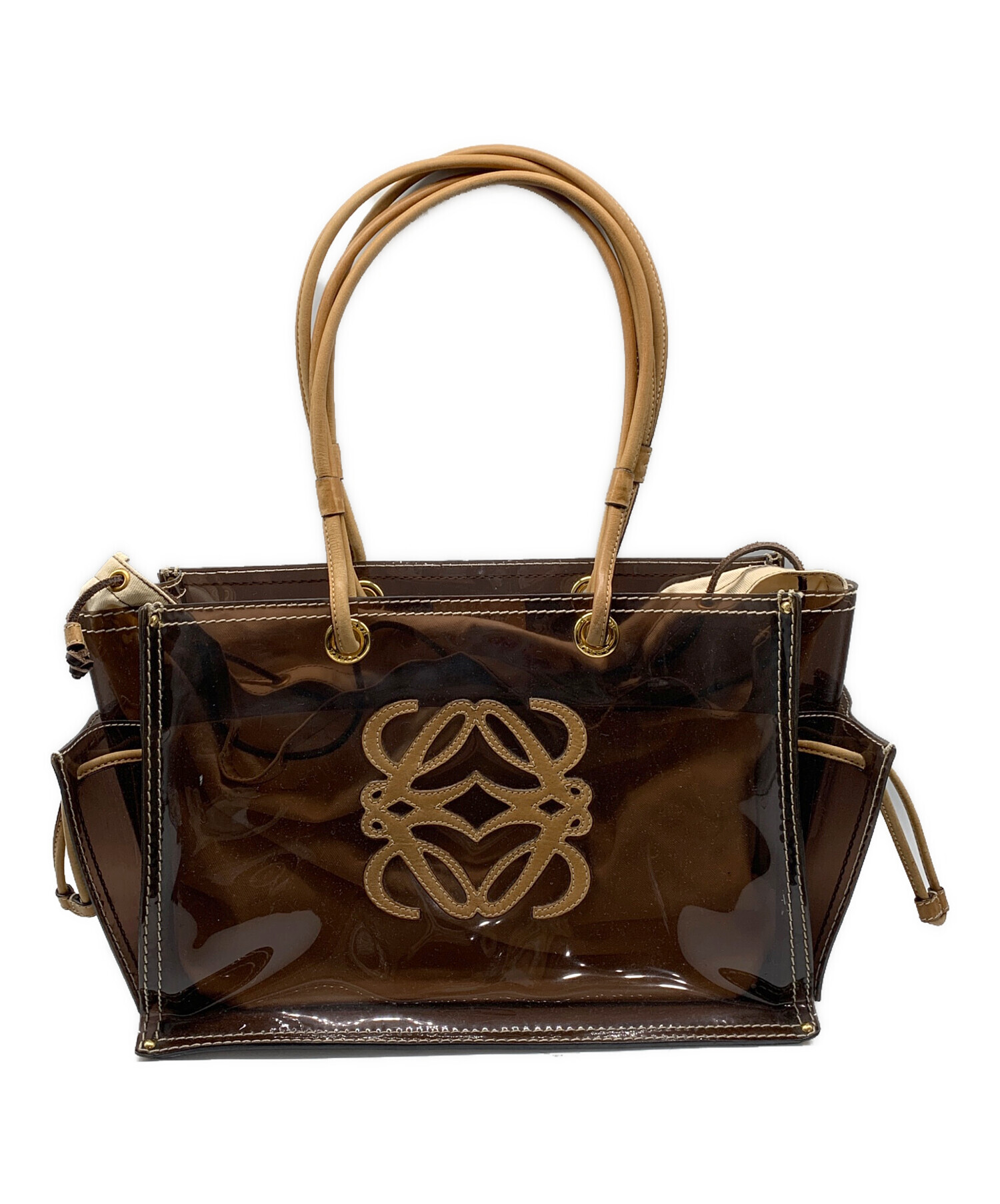美品LOEWE ロエベ アナグラム ビニールトートバッグ ブラウン 保存袋付き 中古・古着通販】LOEWE (ロエベ) アナグラムビニールバッグ ブラウン