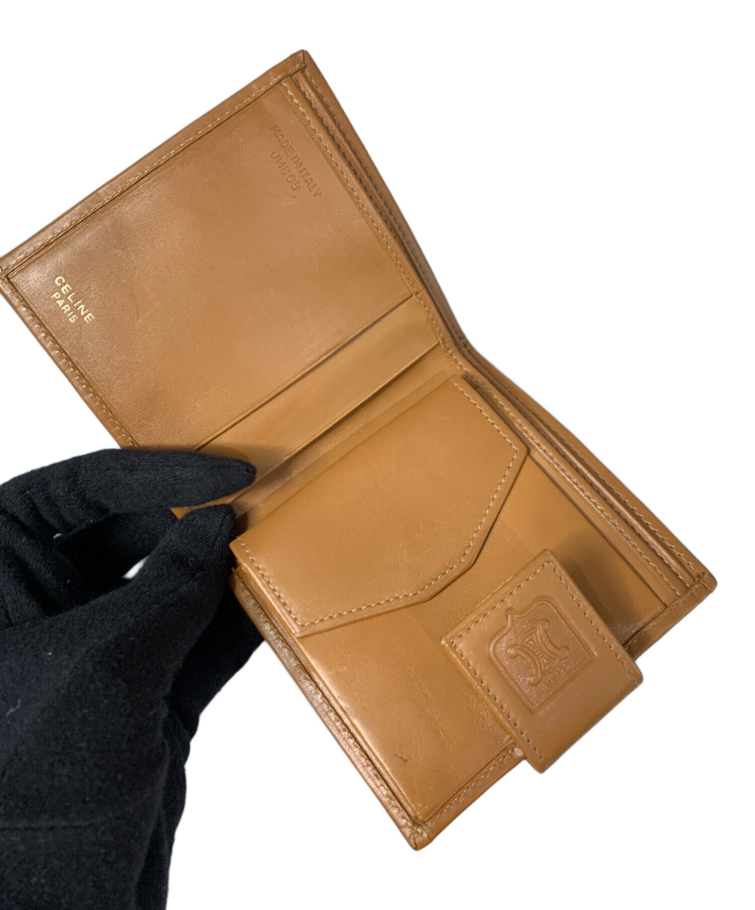 中古・古着通販】CELINE (セリーヌ) マカダム 2つ折り財布 ベージュ