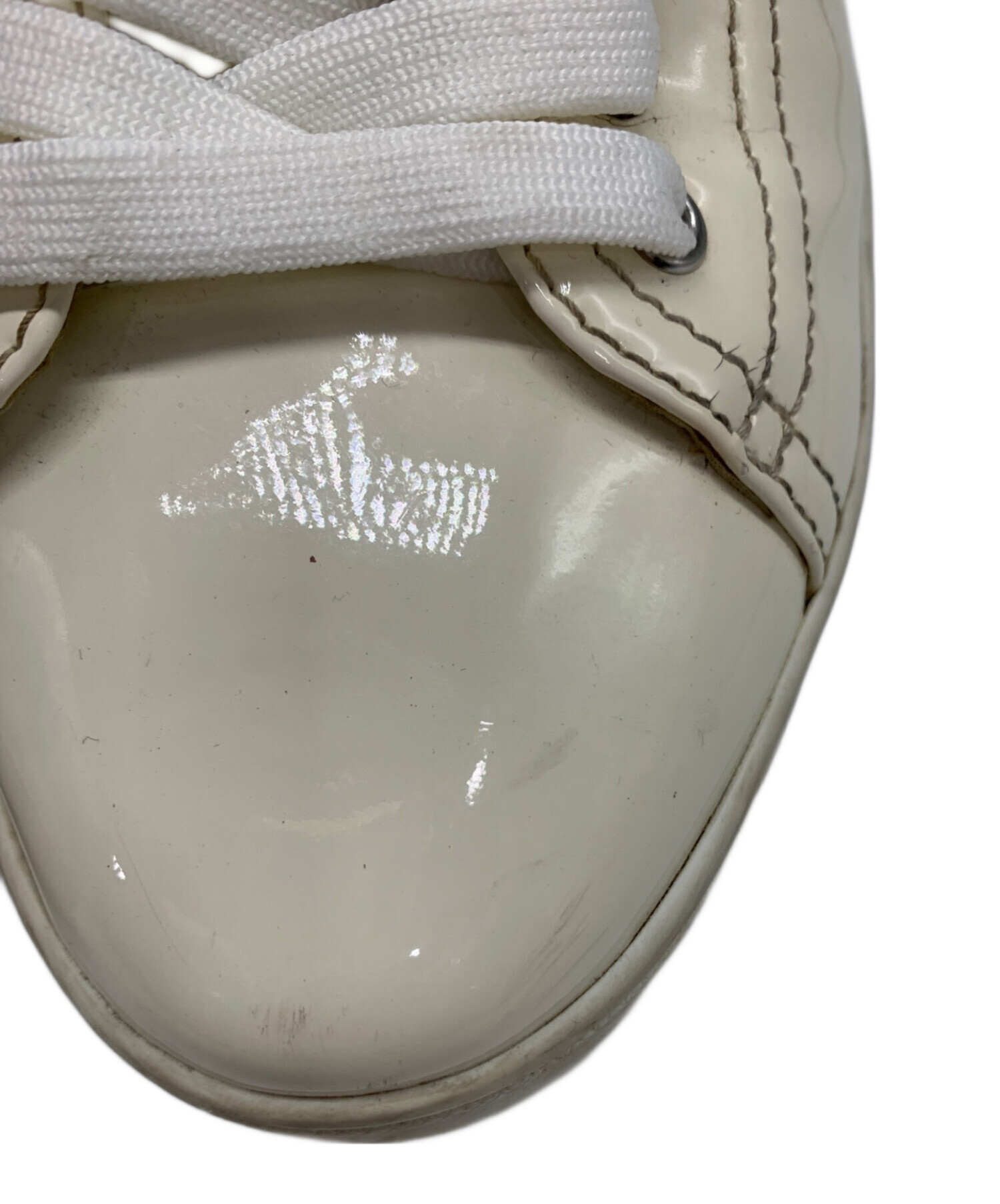 中古・古着通販】PRADA (プラダ) エナメルスニーカー アイボリー