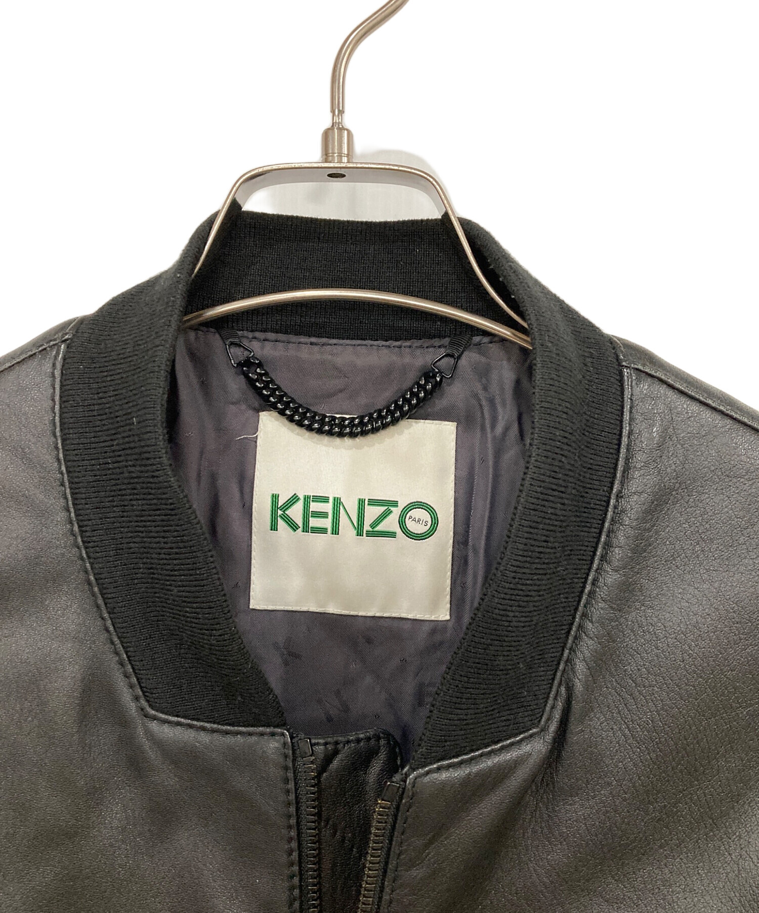 中古・古着通販】KENZO (ケンゾー) レザージャケット ブラック サイズ